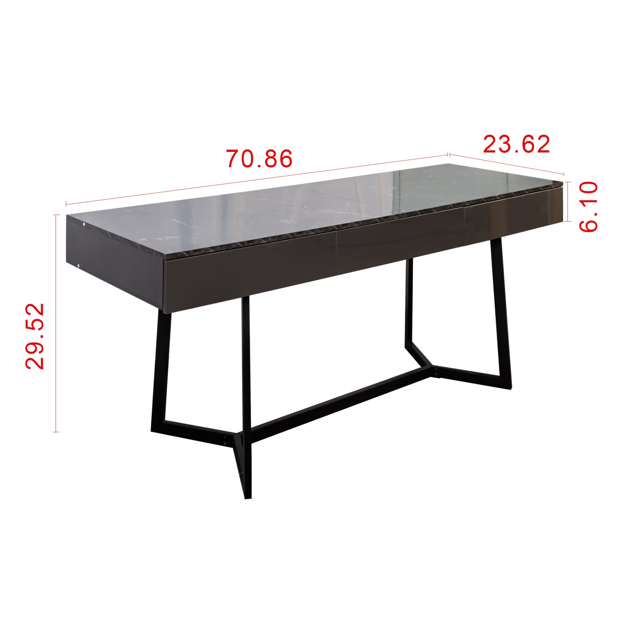 Modern Black 70.87" Computer Desk, Study & Work Desk, Y-Shaped Metal Legs