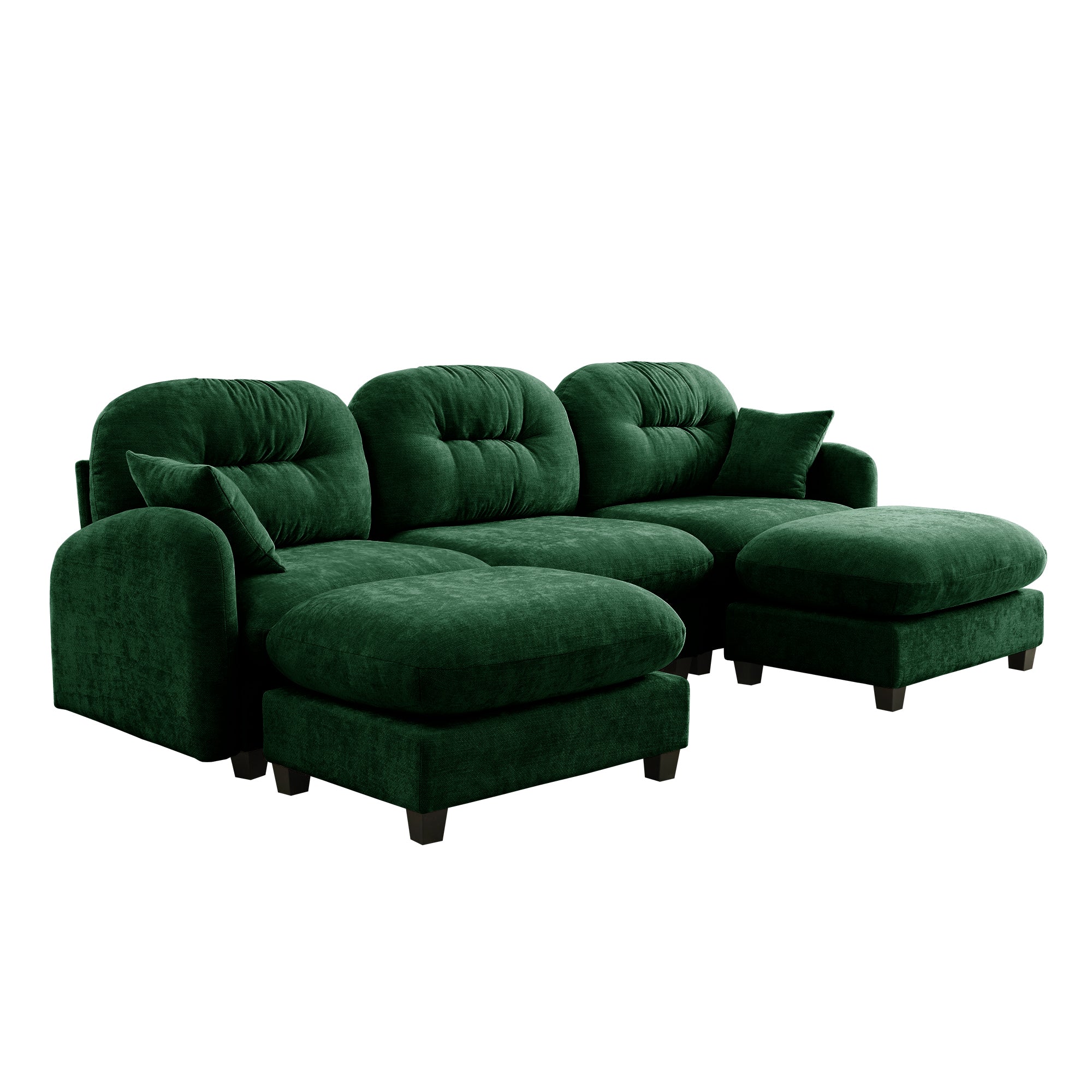 Roselyn 107" Modular Chenille Cloud U-Shaped Sectional Sofa with Ottoman and Tufted Cushion Backrest