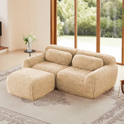 Durham Plush L-Shaped Sofa with Chaise and High-Density Sponge Light Khaki