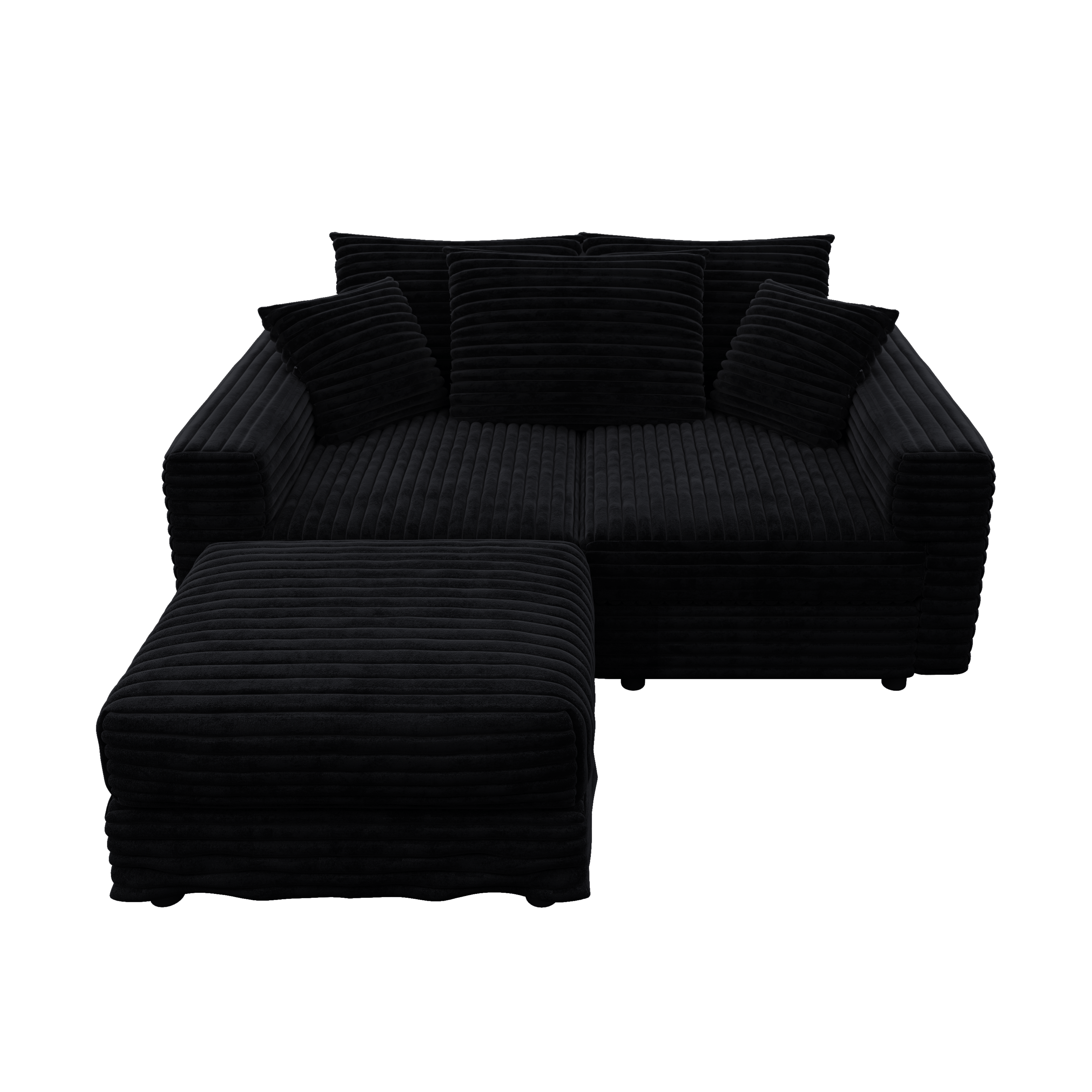 Norwalk 83" Modular Plush Corduroy L-Shaped Sectional Sofa with Movable Ottoman