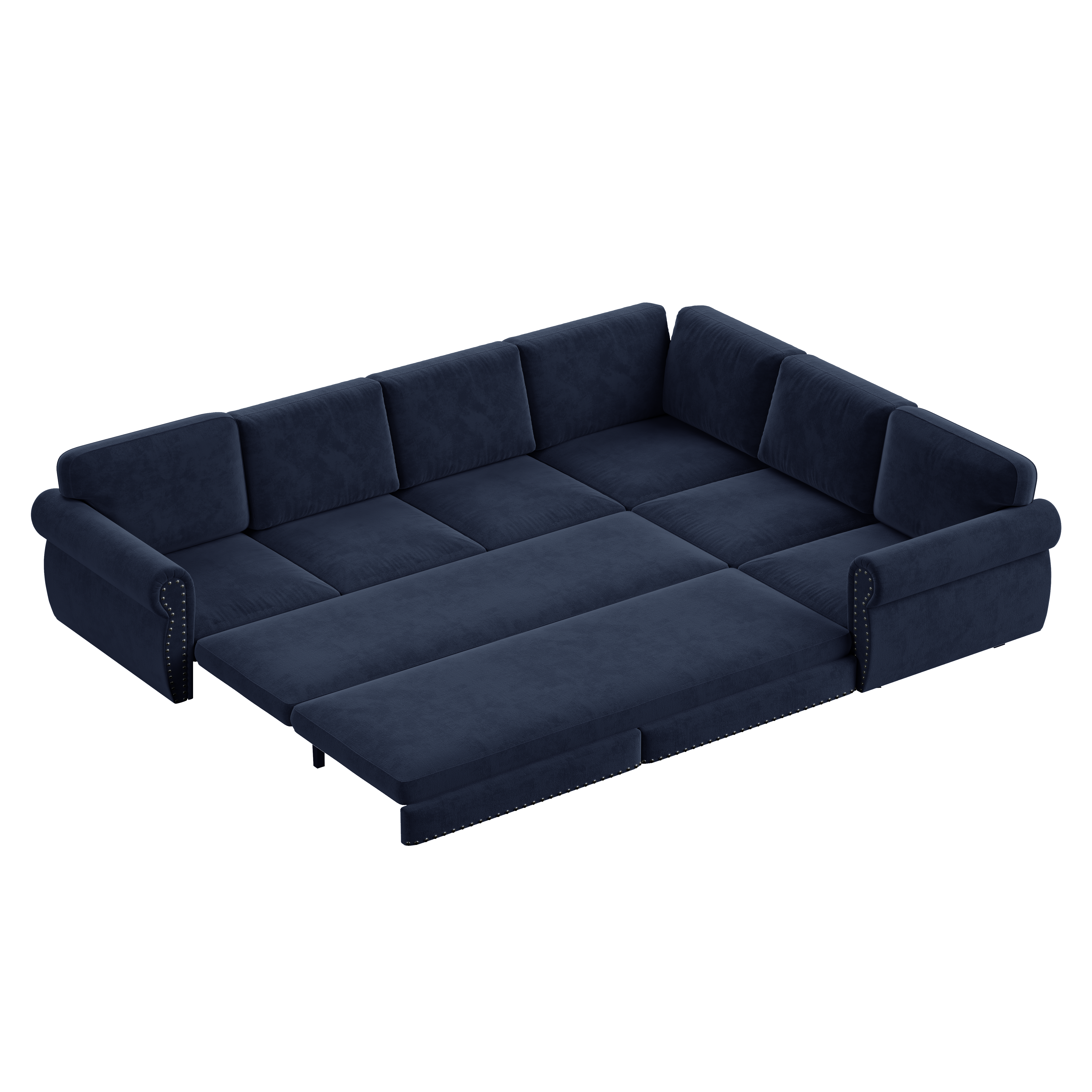 Buffalo 118" Chenille L-Shaped Sectional Sleeper Sofa