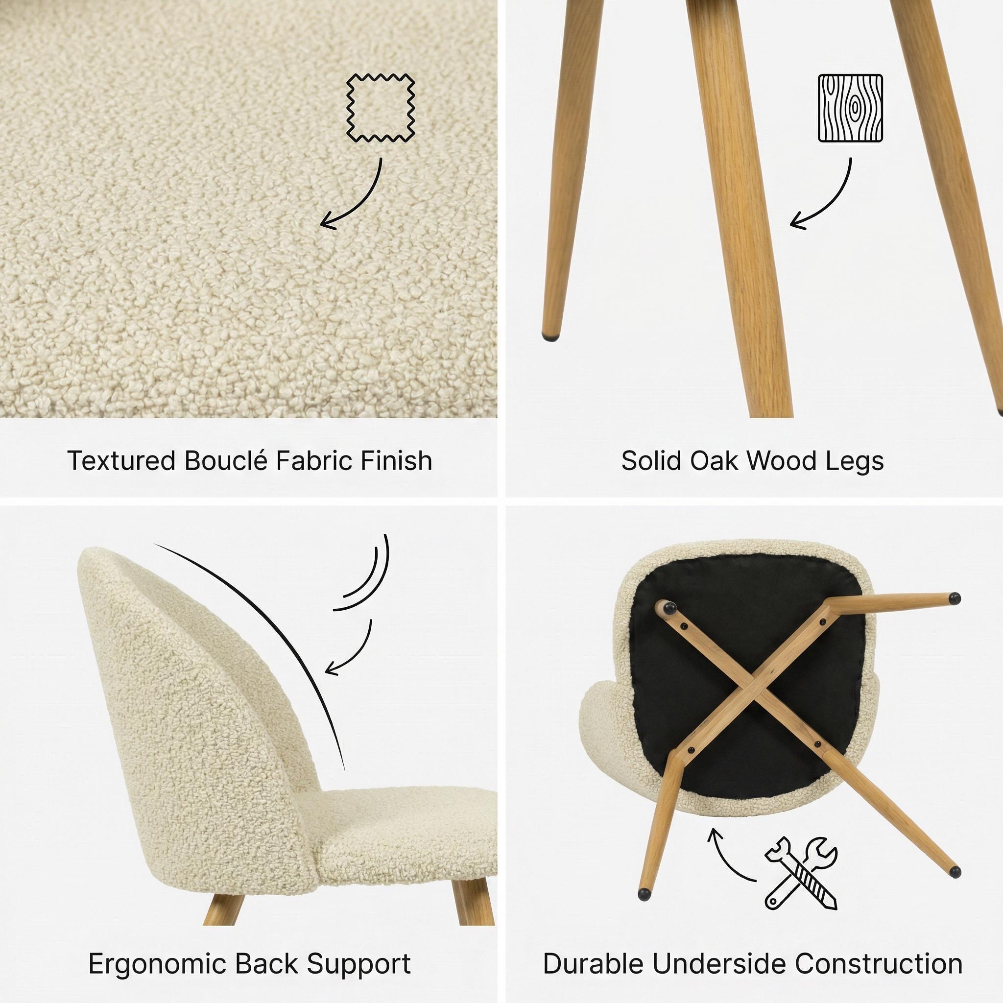 Homy Casa Clift 5PC Dining Set 31.5” White Round Dining Table with 4 Puz Beige Fabric Dining Chair