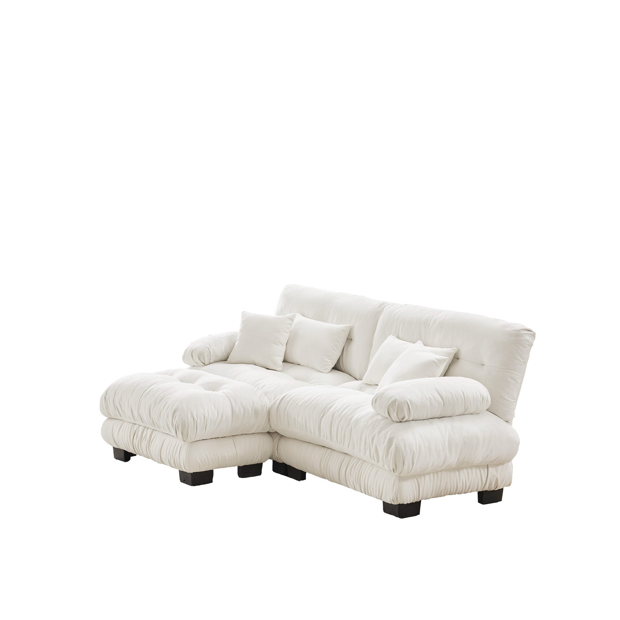 Monterey 94" 3 Piece L Shaped Modular Sofa Set, Velvet Deep Seat 5-Seater Sofa with Ottoman