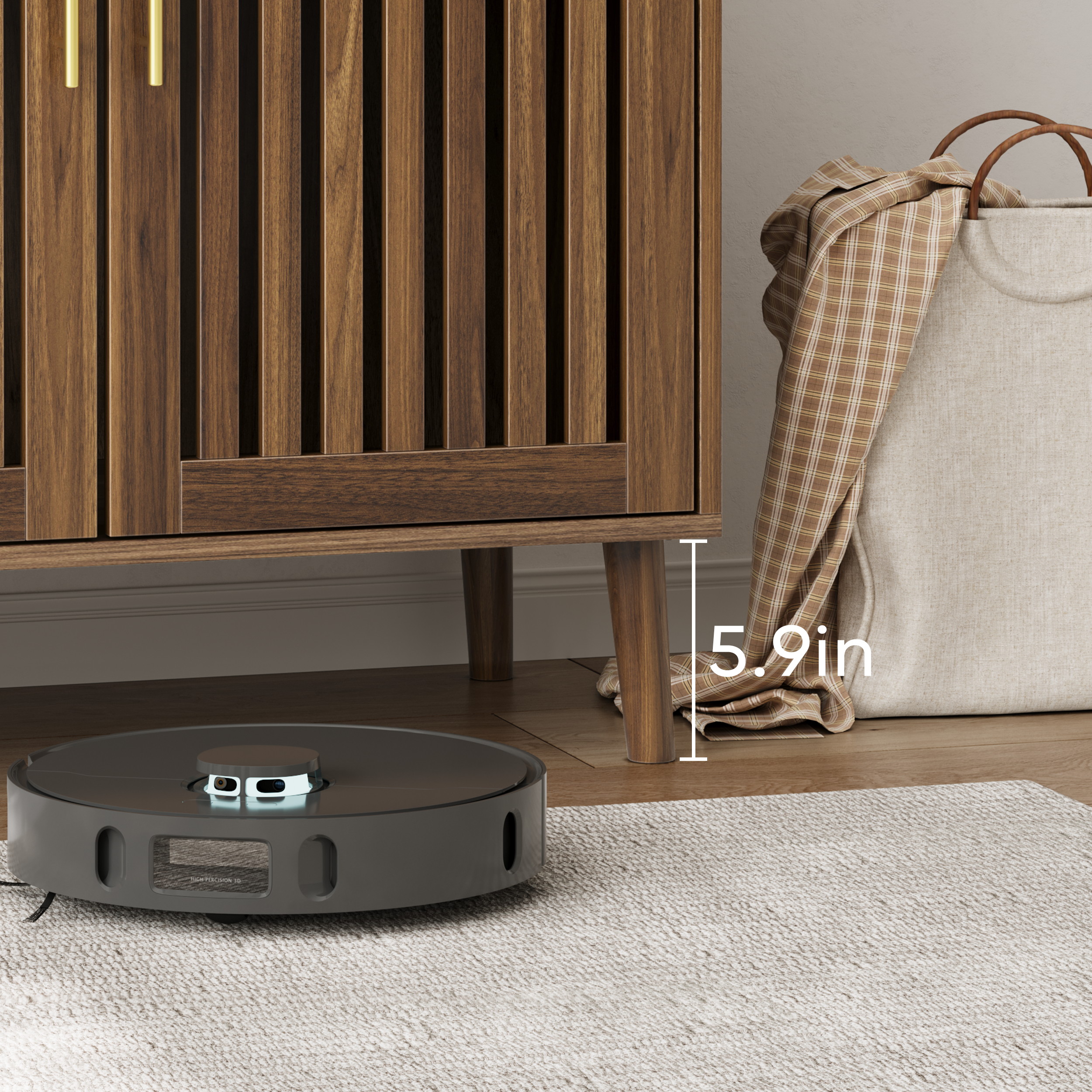 Seoul 63" Walnut Wooden 4-Door Sideboard Buffet Cabinet