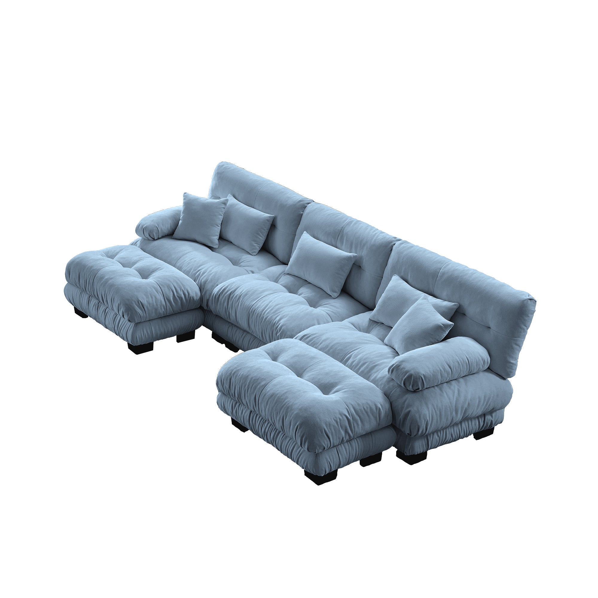 Monterey 134" Modular Chenille U-Shaped Cloud Sectional Sofa with 2 Ottomans