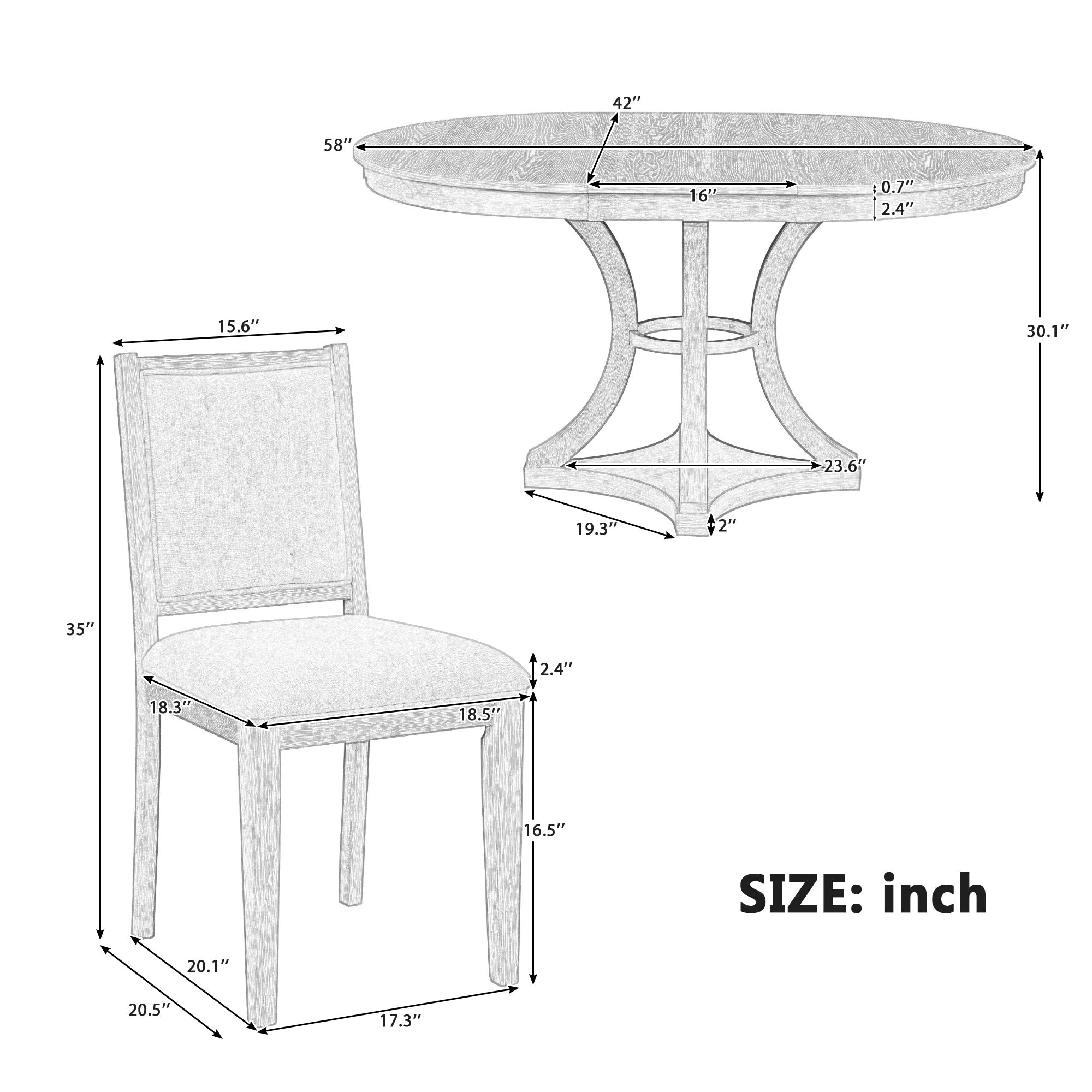 Mavis 47" Retro Espresso 5 Piece Extendable Dining Table Set