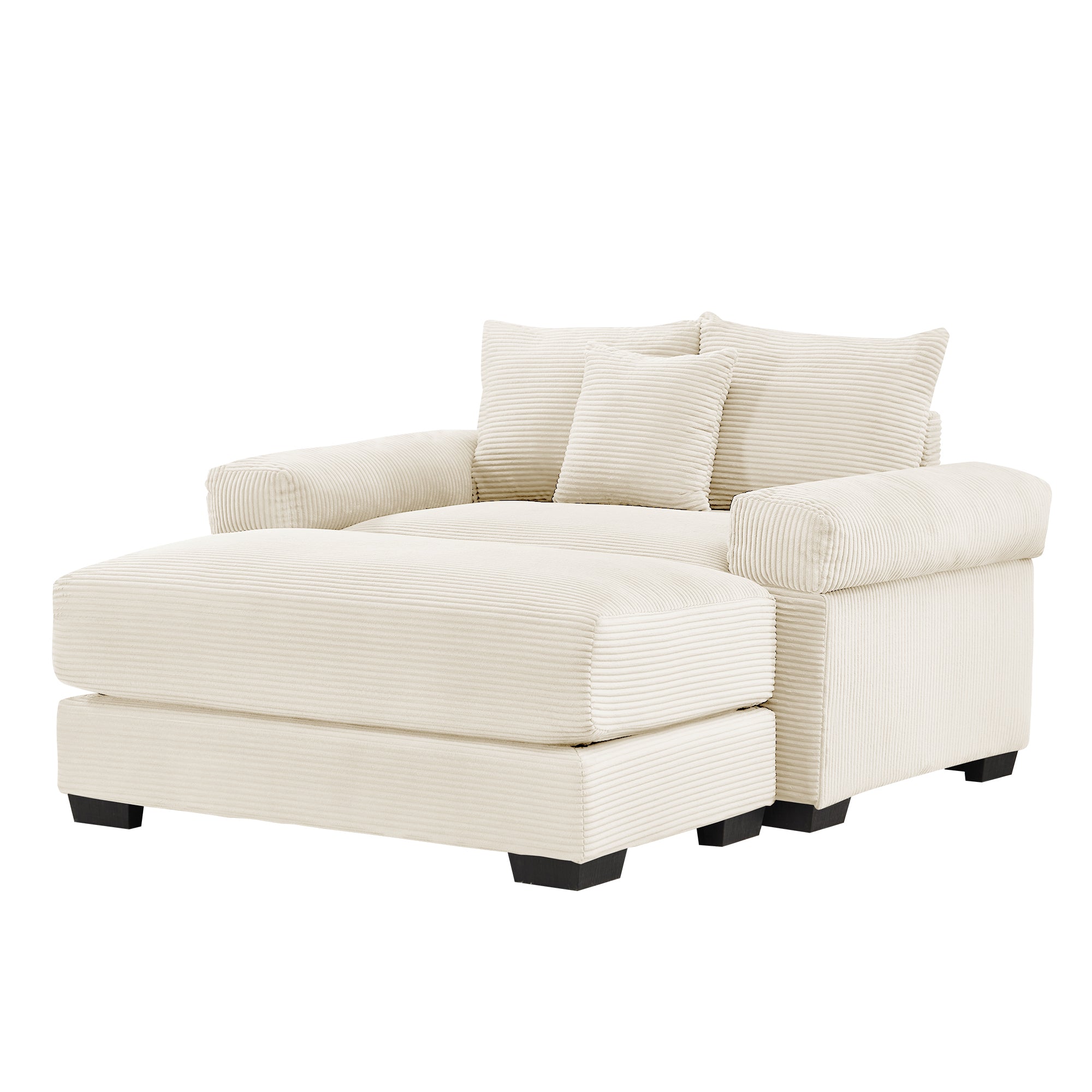 Albany 54" 2 Piece Corduroy Armchair Accent Chair with Ottoman and Extra-Thick Armrests