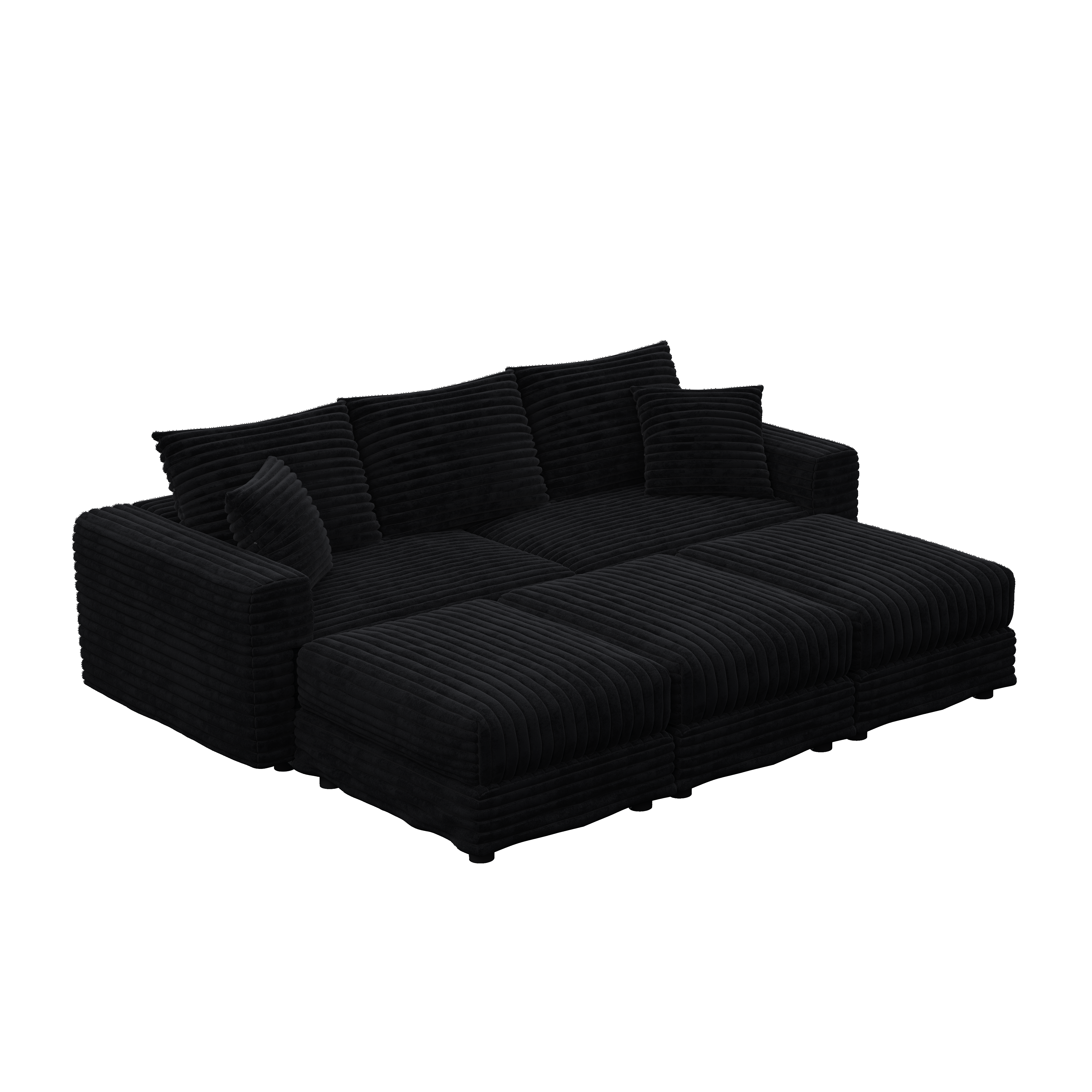 Norwalk 83" 5-Piece Modular Corduroy Upholstered Sectional Sofa with Ottomans