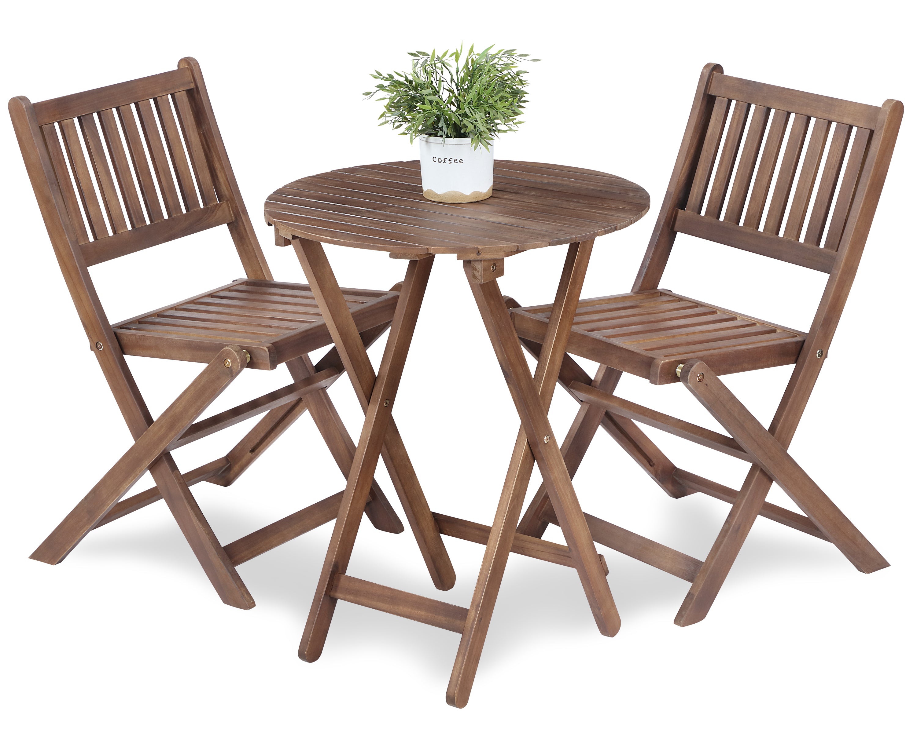 Naxos 3-Piece Outdoor Folding Acacia Wood Bistro Set