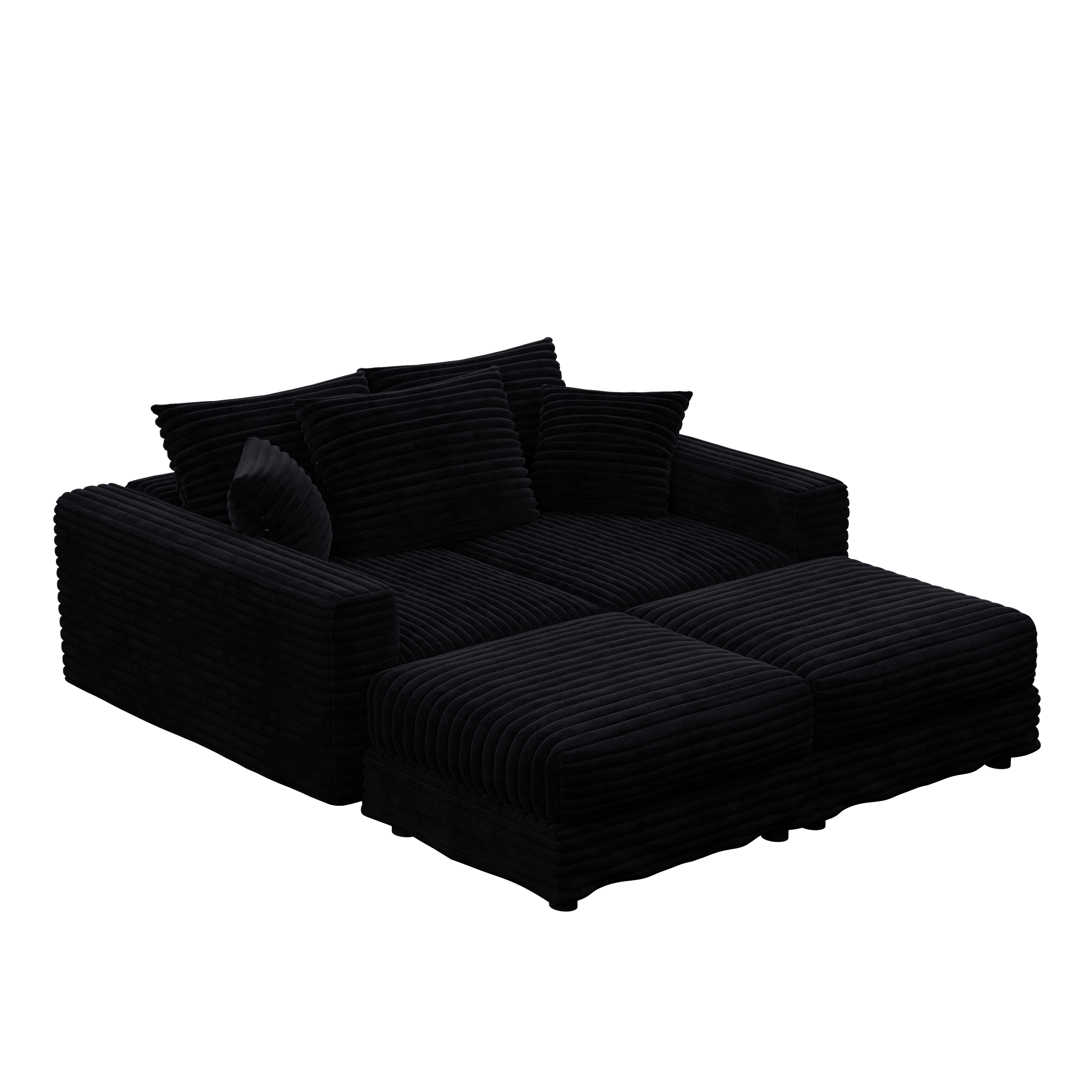 Norwalk 83" Modular Plush Corduroy U-Shaped Sectional Sofa with 2 Movable Ottomans