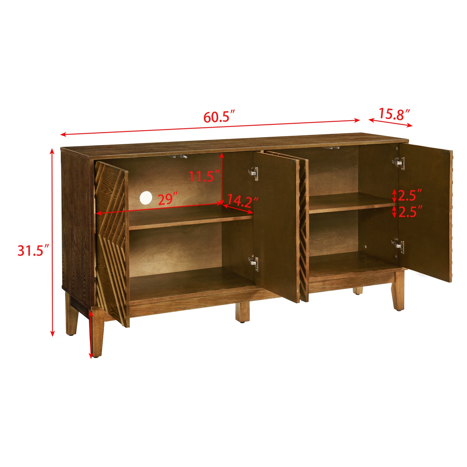 Bauhaus Geometric 61" Sideboard Buffet Cabinet with Storage