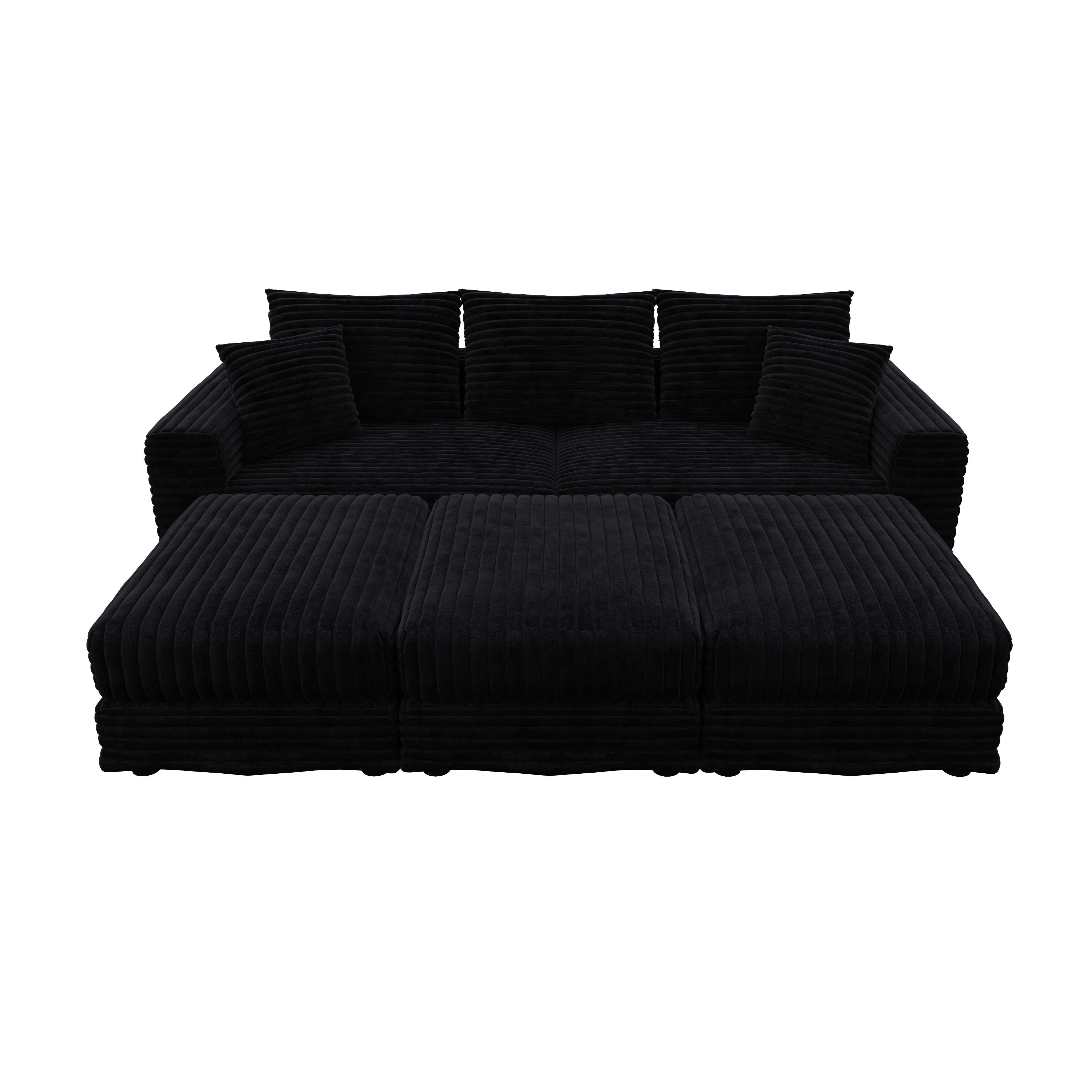 Norwalk 83" 5-Piece Modular Corduroy Upholstered Sectional Sofa with Ottomans