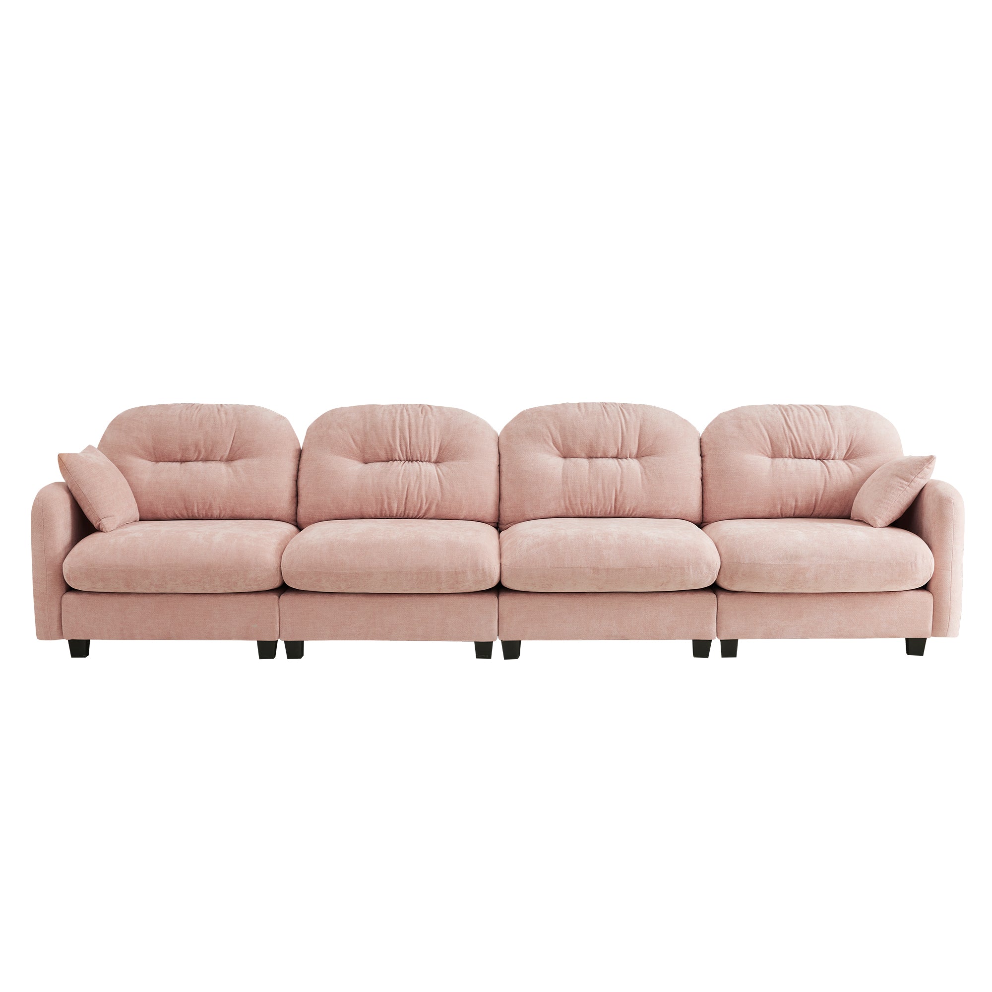 Roselyn 140" Modular Chenille Cloud 4-Seater Sofa with Tufted Cushion Backrest and  Pillows