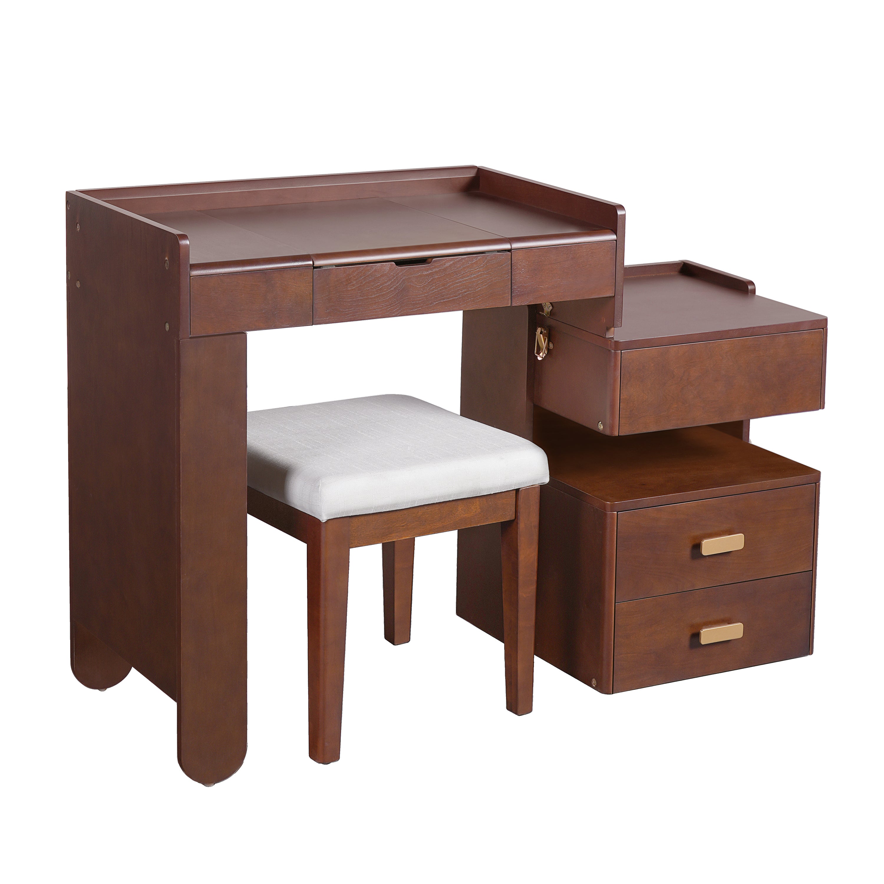 Aurorae Modular Makeup Vanity Desk Set with Flip-Top Mirror and Ample Drawer Storage