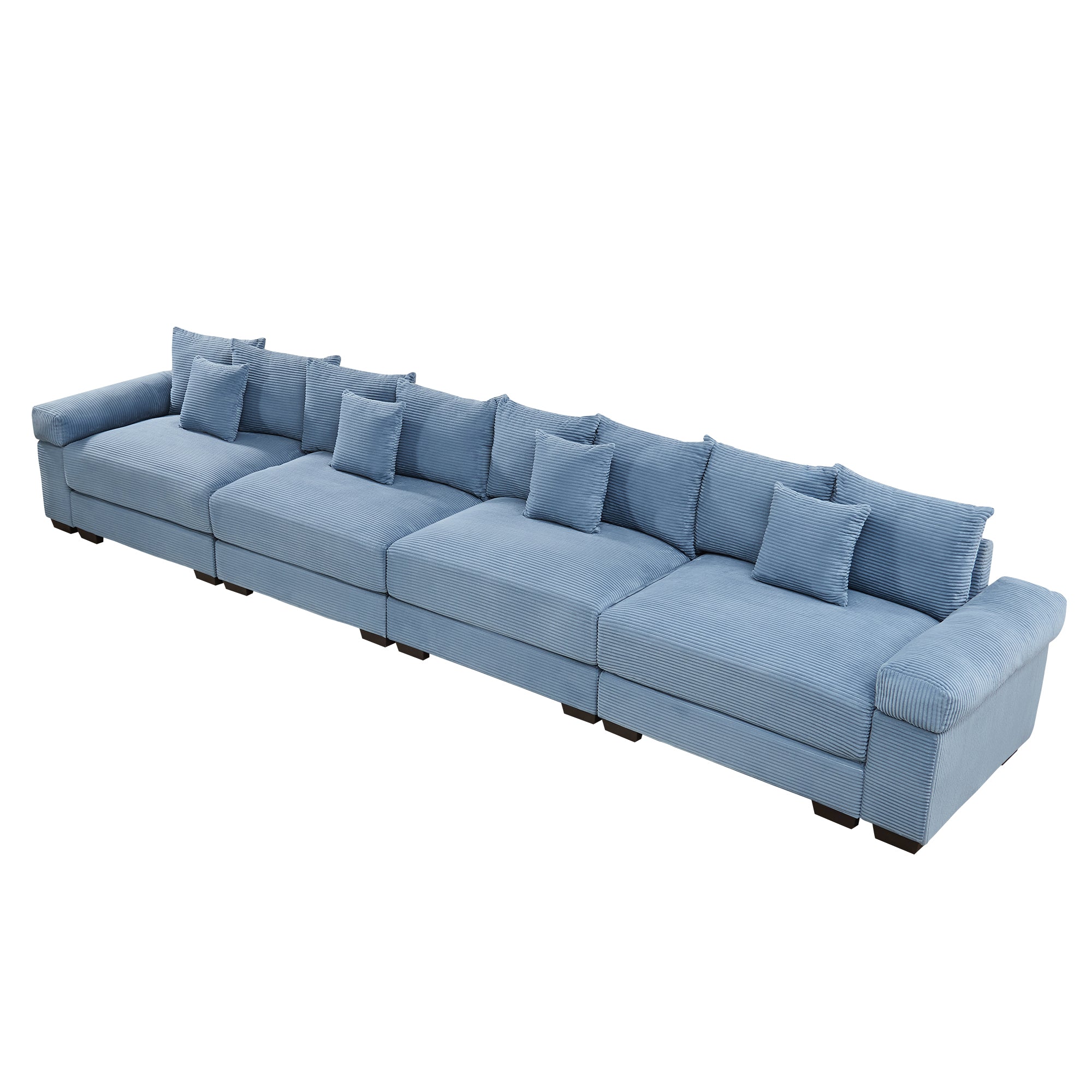 Albany 168" Modular Corduroy Oversized Cloud 5-Seater Sofa with Extra-Thick Armrests
