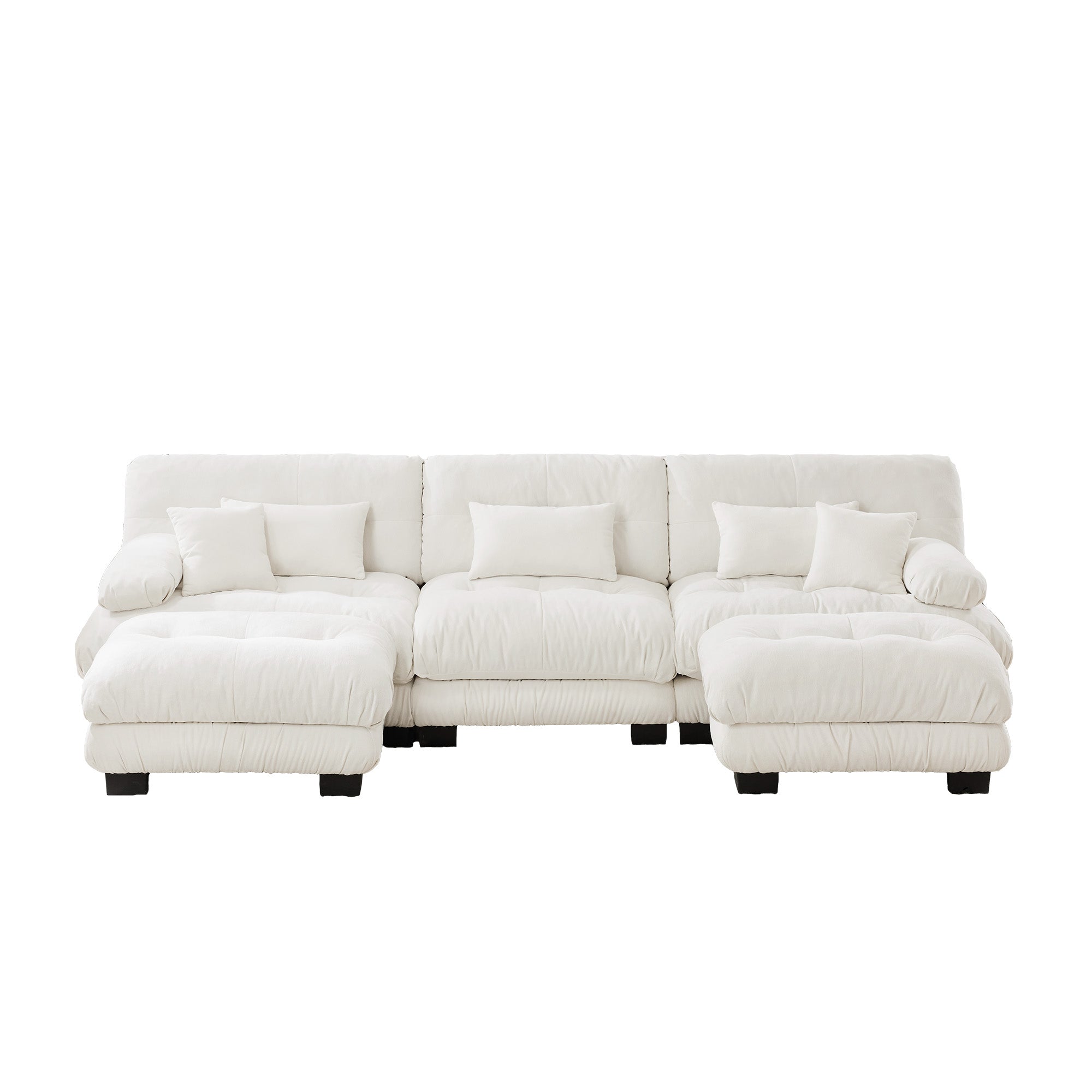 Monterey 134" Modular Chenille U-Shaped Cloud Sectional Sofa with 2 Ottomans