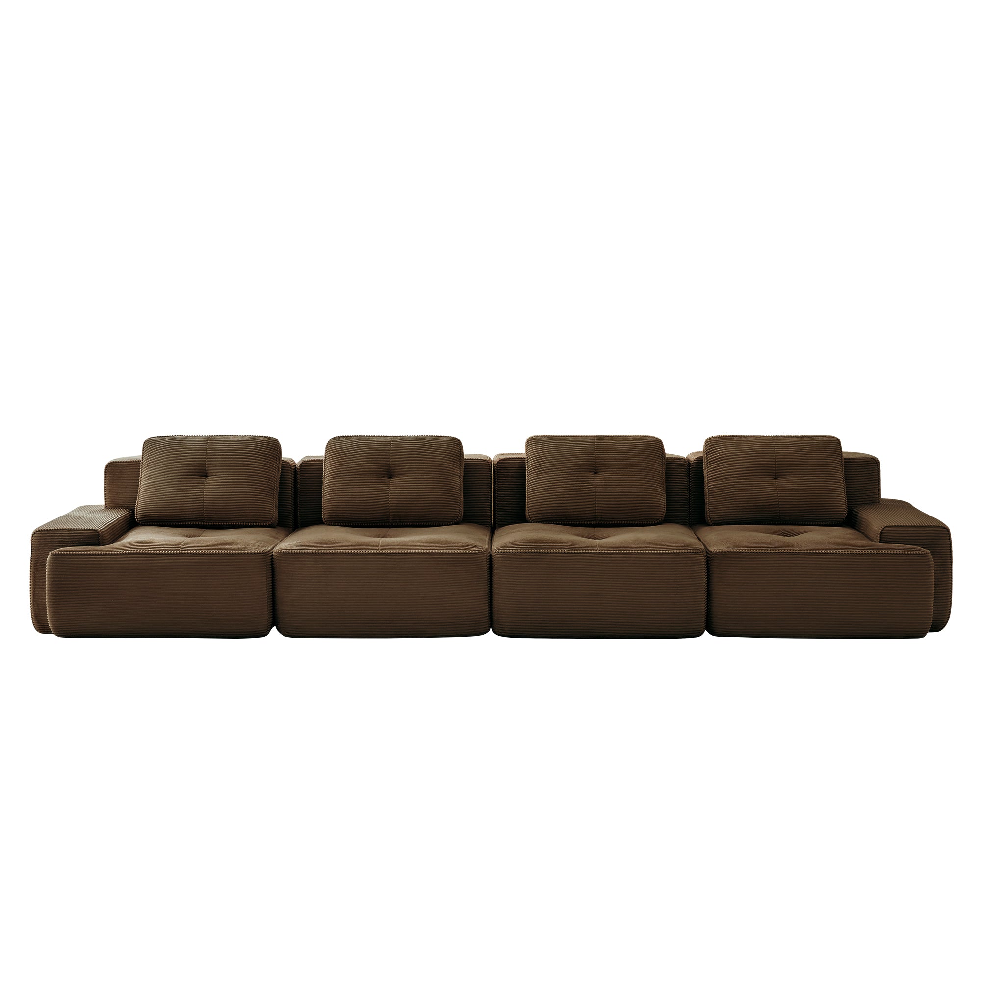 Racine 153" Modular Corduroy Fabric 4-Seater Sofa with Deep Seat