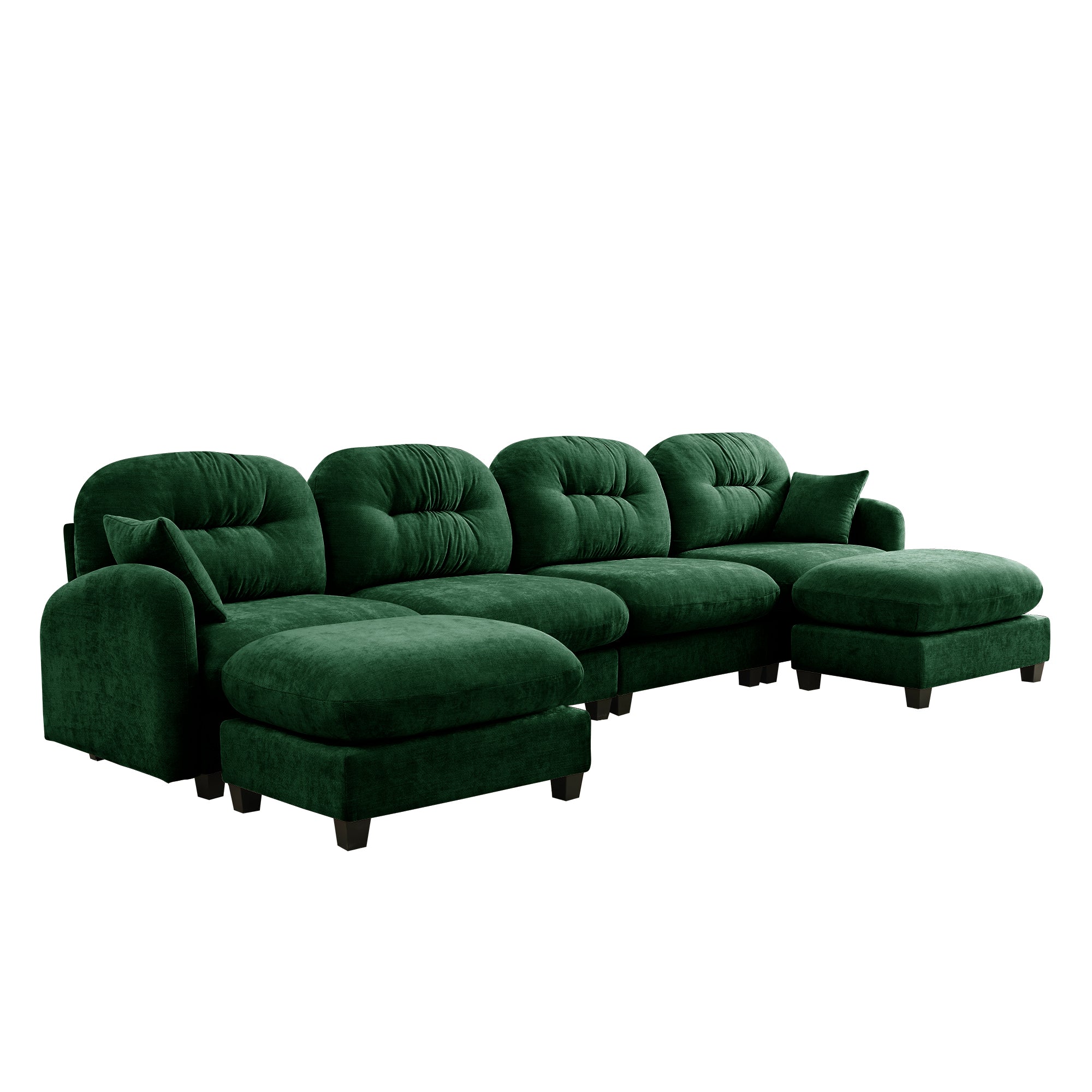 Roselyn 140" Modular Chenille U-Shaped Sectional Sofa with Ottoman and Tufted Cushion Backrest