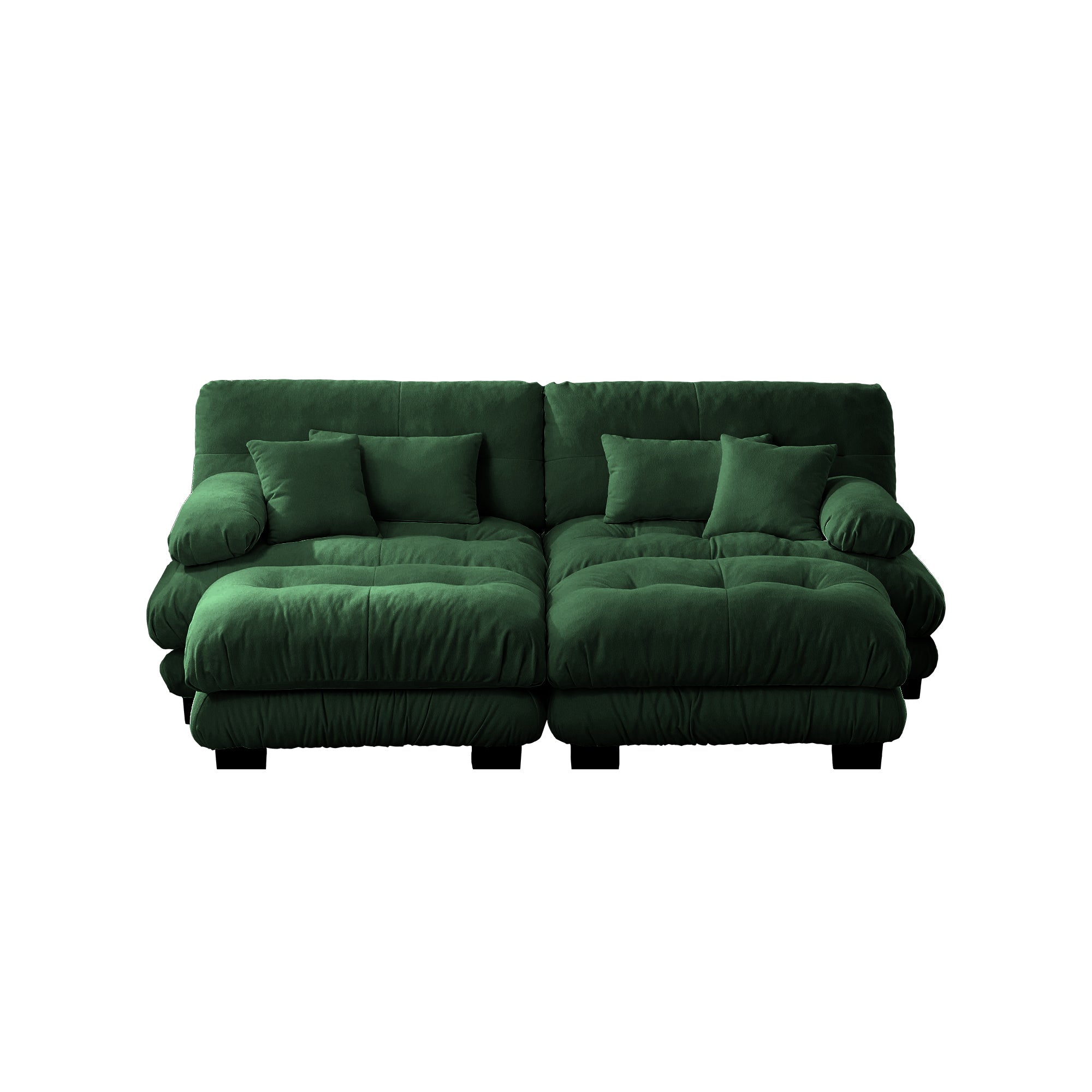 Monterey 94" Modular Chenille Cloud Sofa with 2 Ottomans and Bolstered Armrests