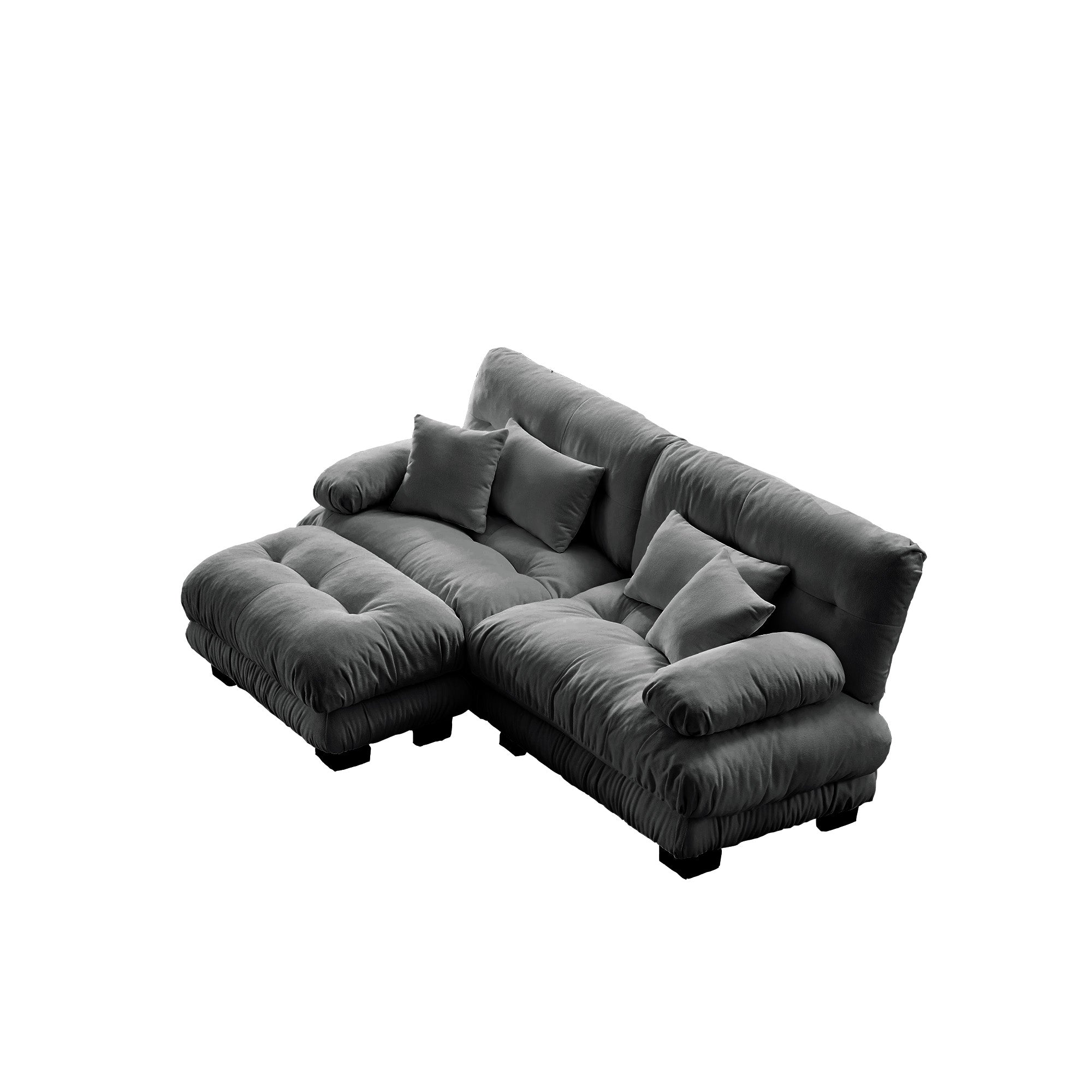 Monterey 94" 3 Piece L Shaped Modular Sofa Set, Velvet Deep Seat 5-Seater Sofa with Ottoman