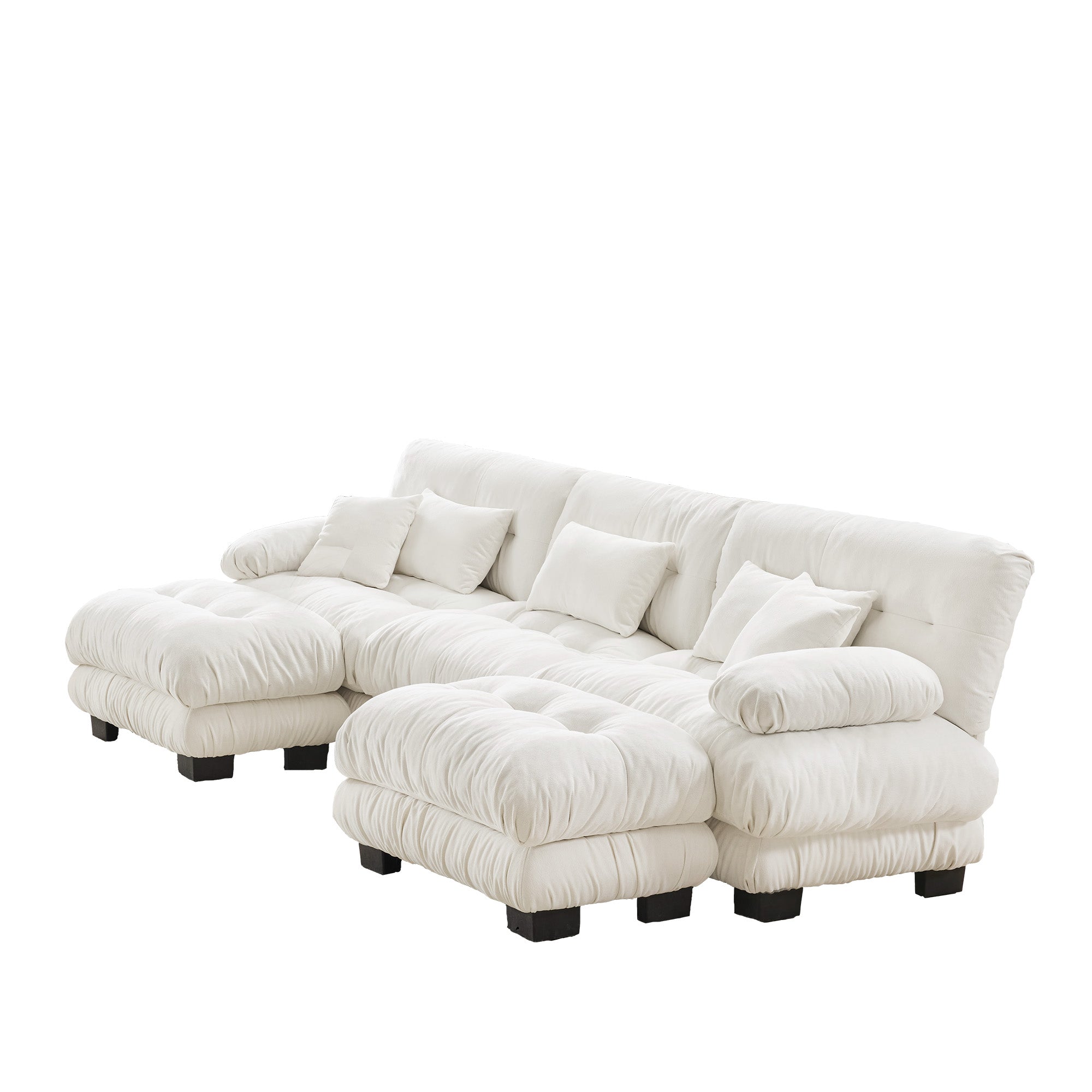 Monterey 134" Modular Chenille U-Shaped Cloud Sectional Sofa with 2 Ottomans