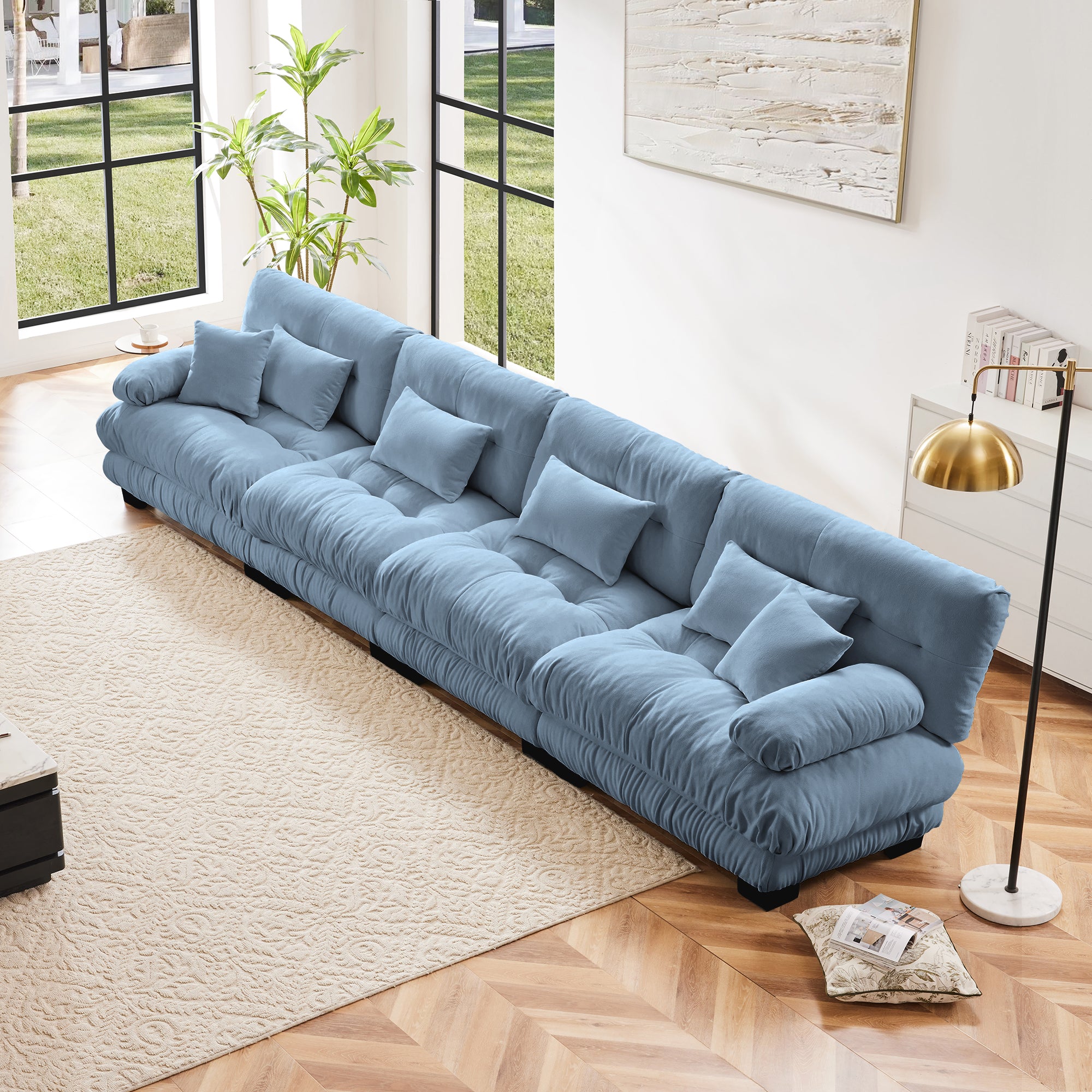 Monterey 173" Extra Large Modular Chenille Cloud Sectional Sofa with Bolstered Armrests