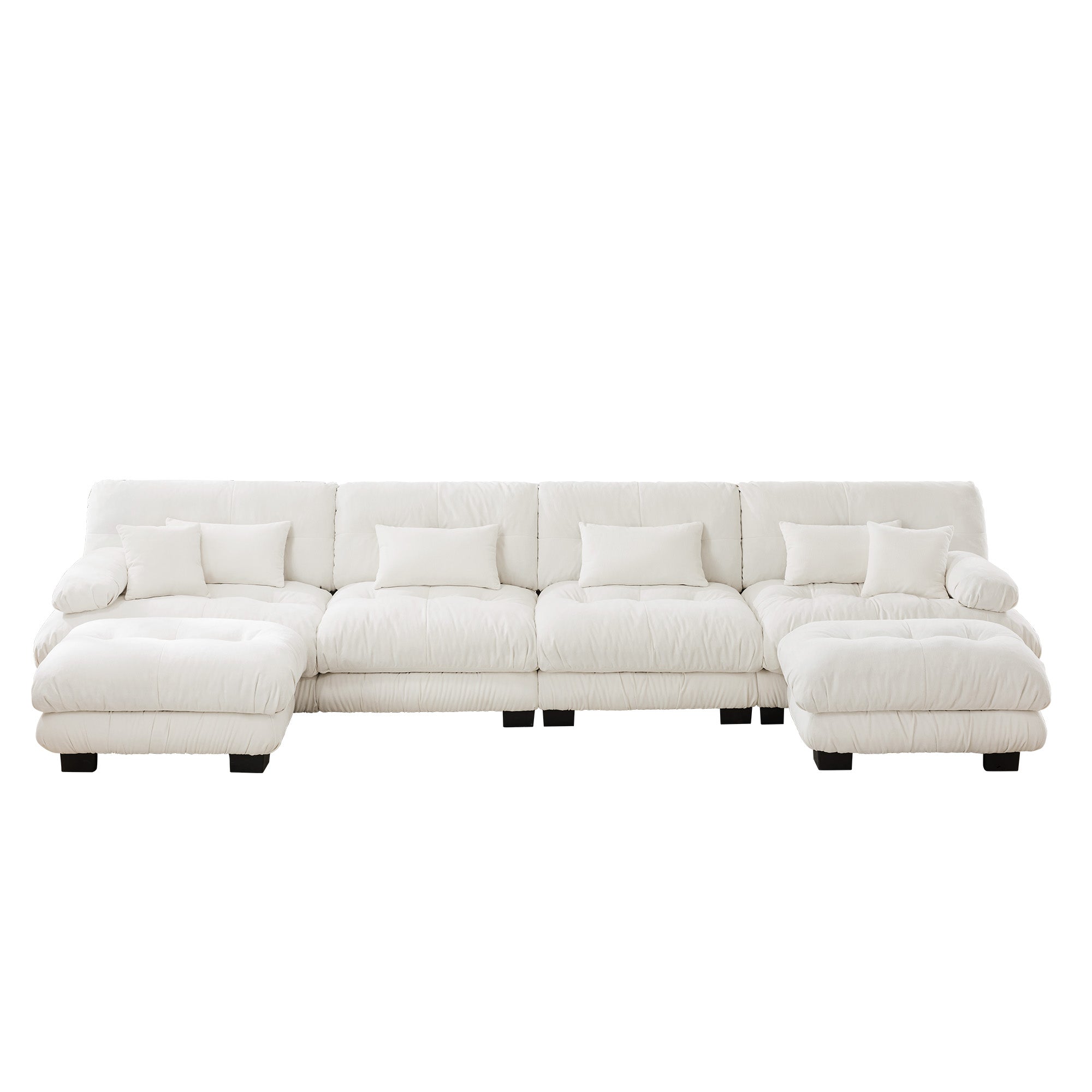 Monterey 173" Oversized Modular Chenille U-Shaped Cloud Sectional Sofa with 2 Ottomans