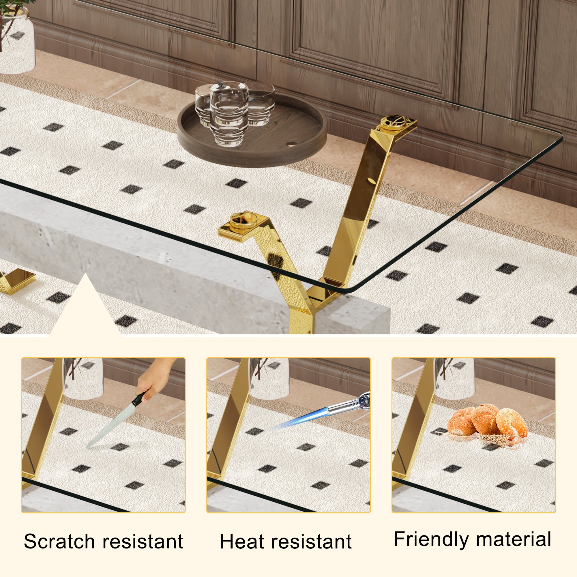 Nile 71inch Tempered Glass Dining Table