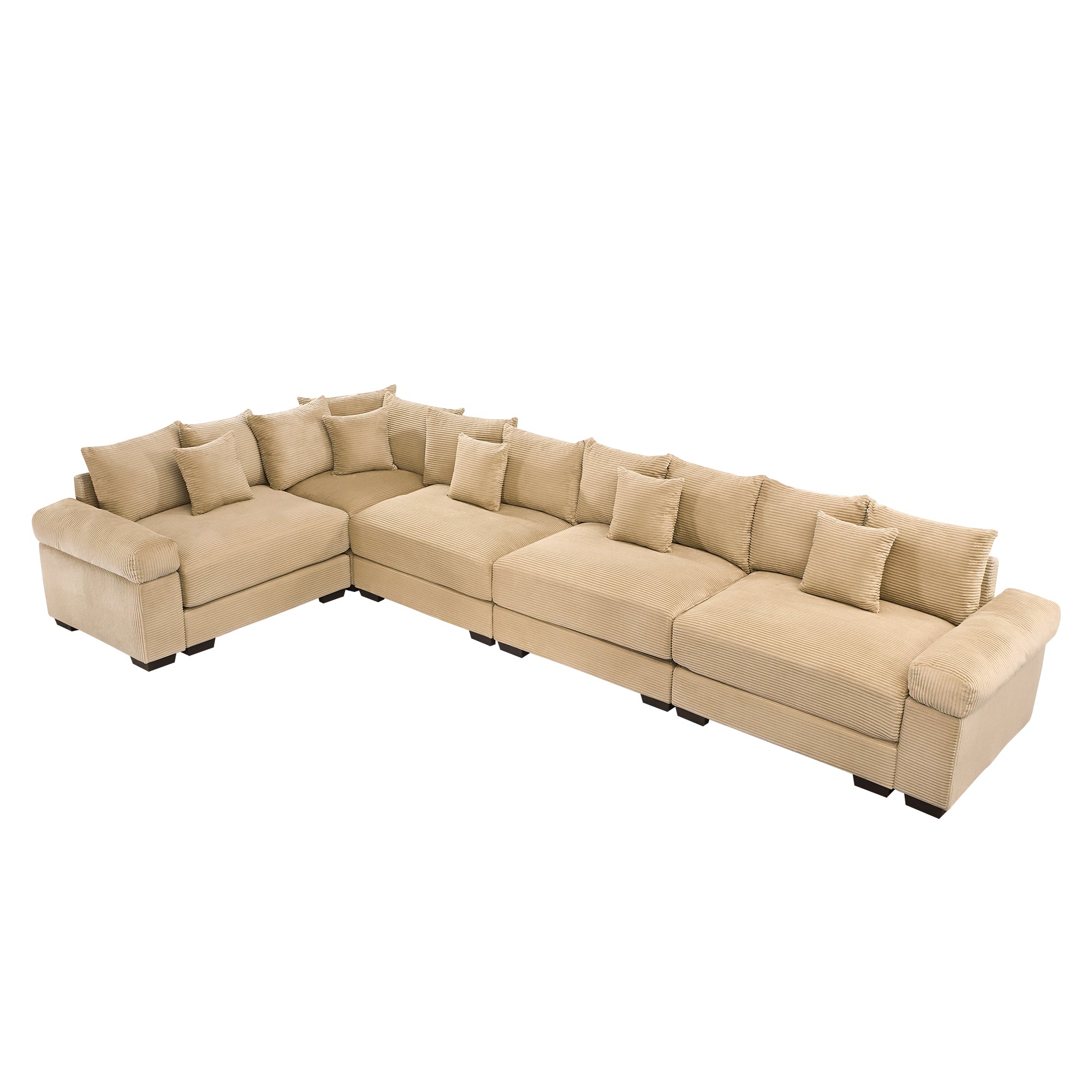 Albany 155" Modular Corduroy Oversized Cloud L-Shaped Sectional Sofa with Ottoman