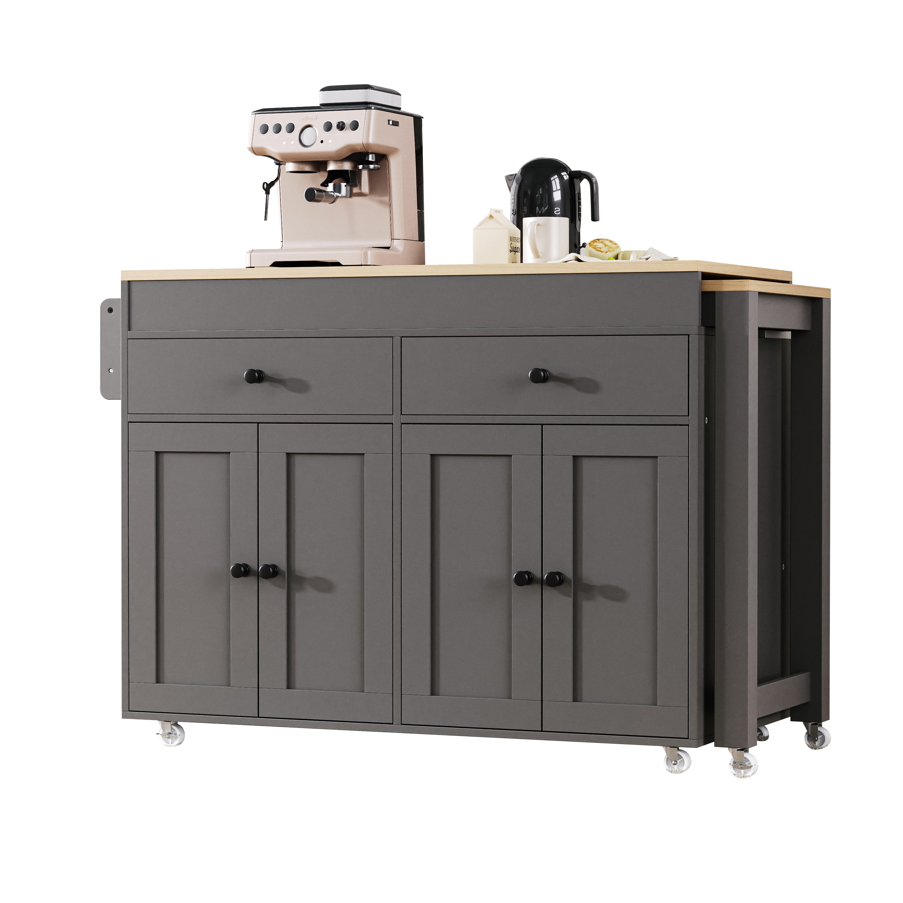 Mekong 74" Kitchen Island with Extendable Dining Table