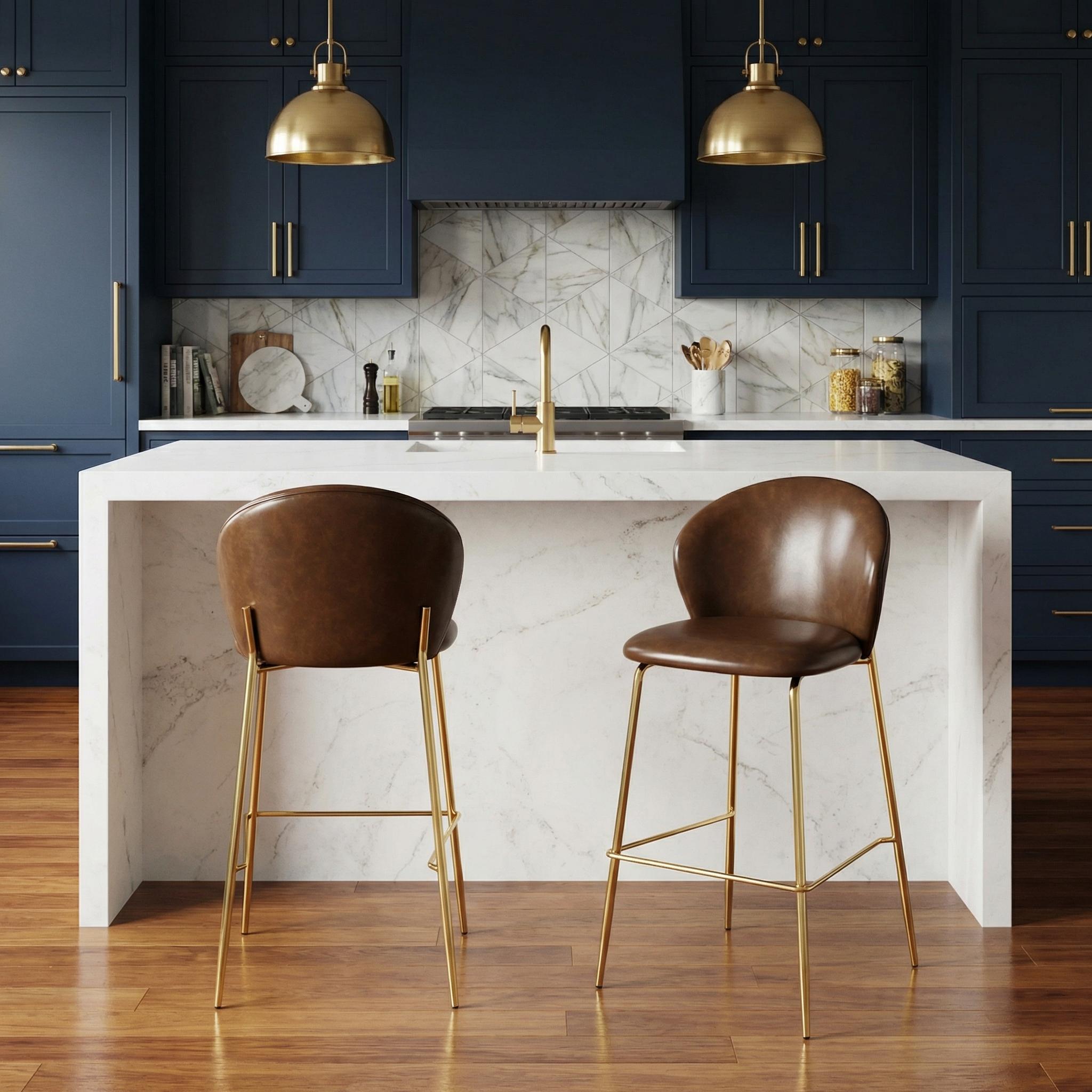 Jerez 29" Counter Height PU Leather Upholstered Bar Stools Set of 2