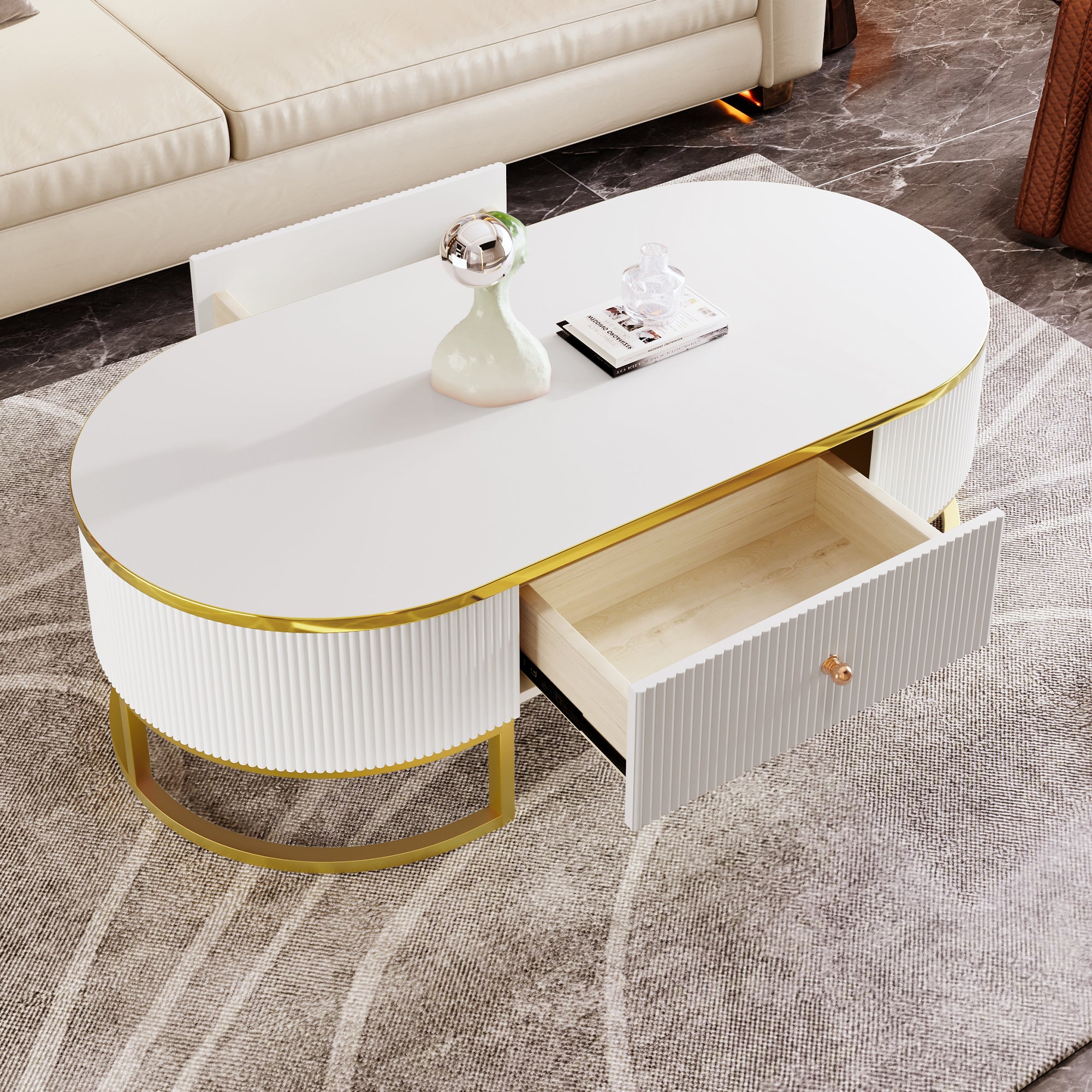 Cannes 47" Modern Coffee Table with Drawer