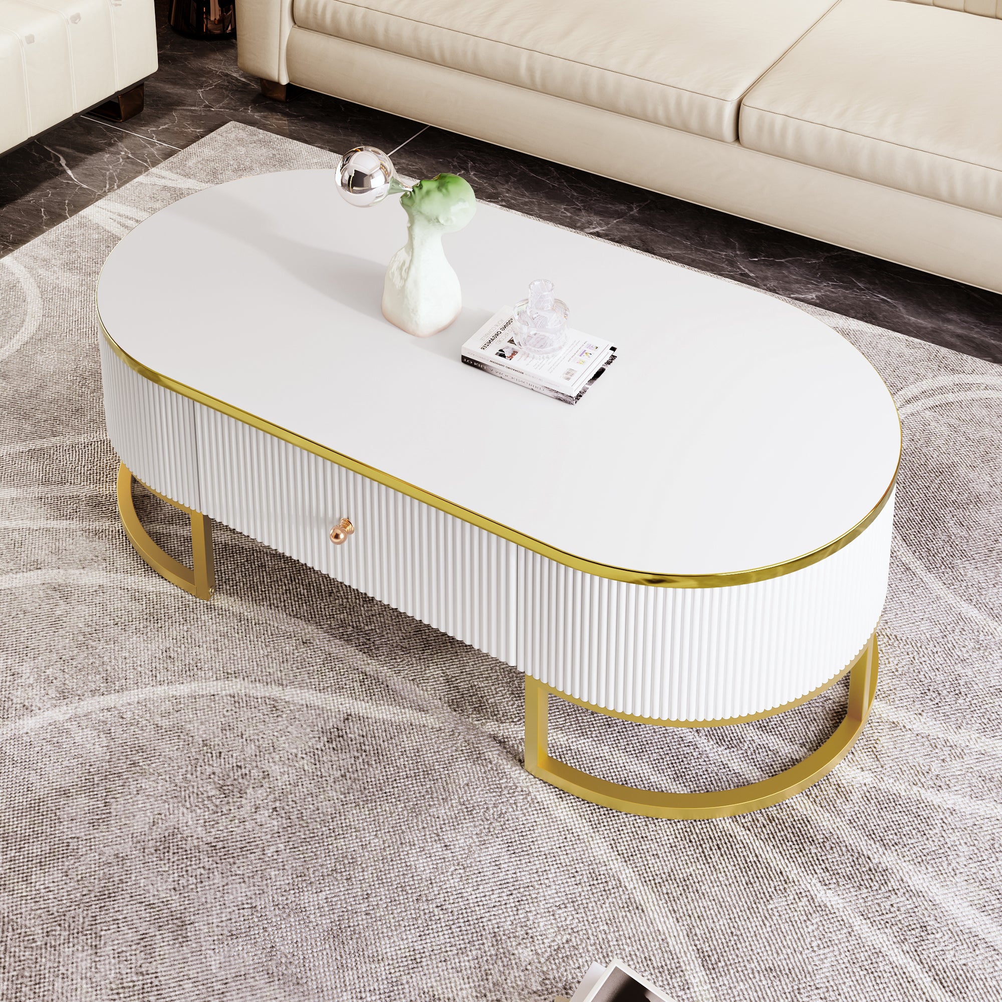 Cannes 47" Modern Coffee Table with Drawer