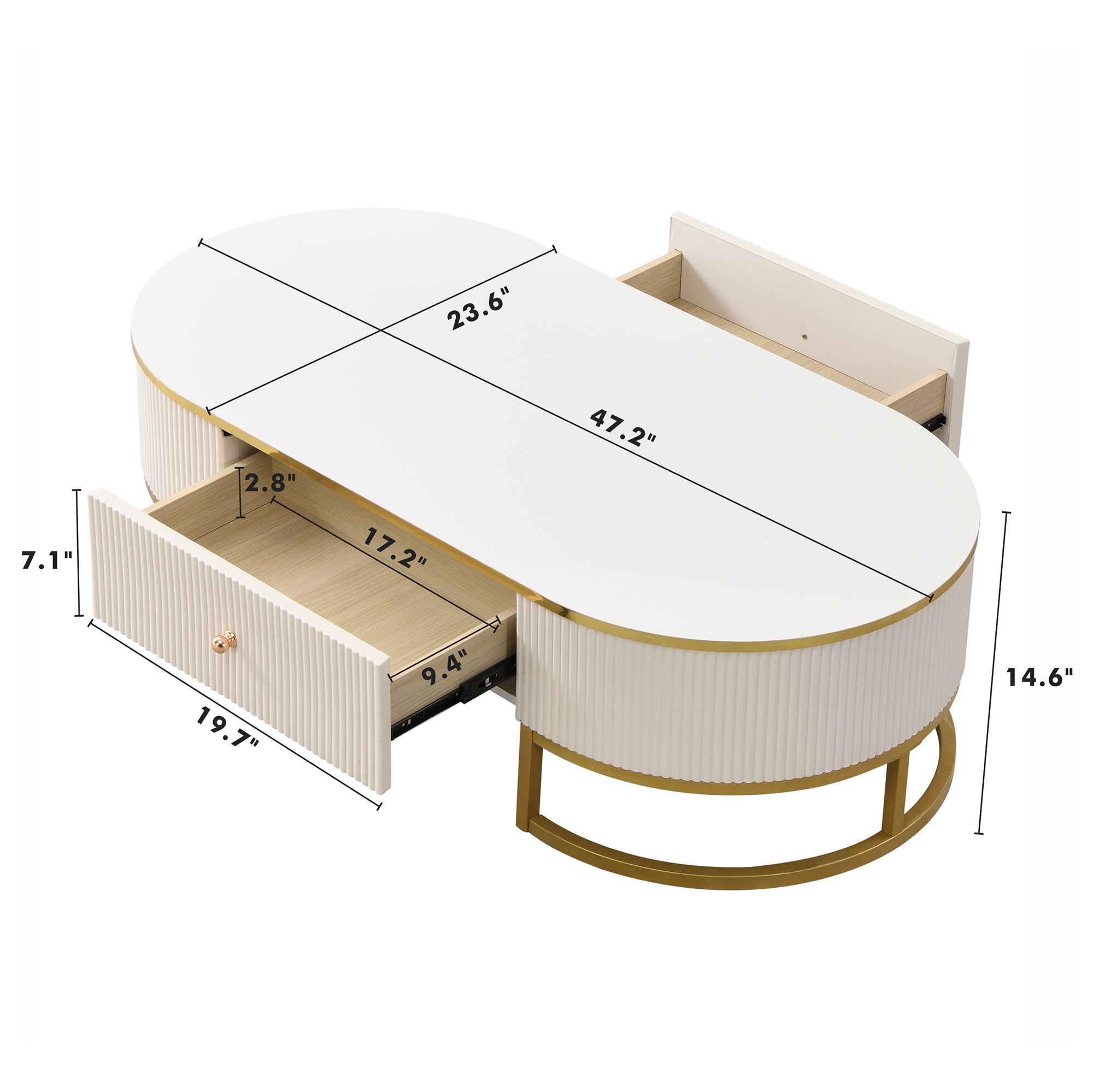 Cannes 47" Modern Coffee Table with Drawer