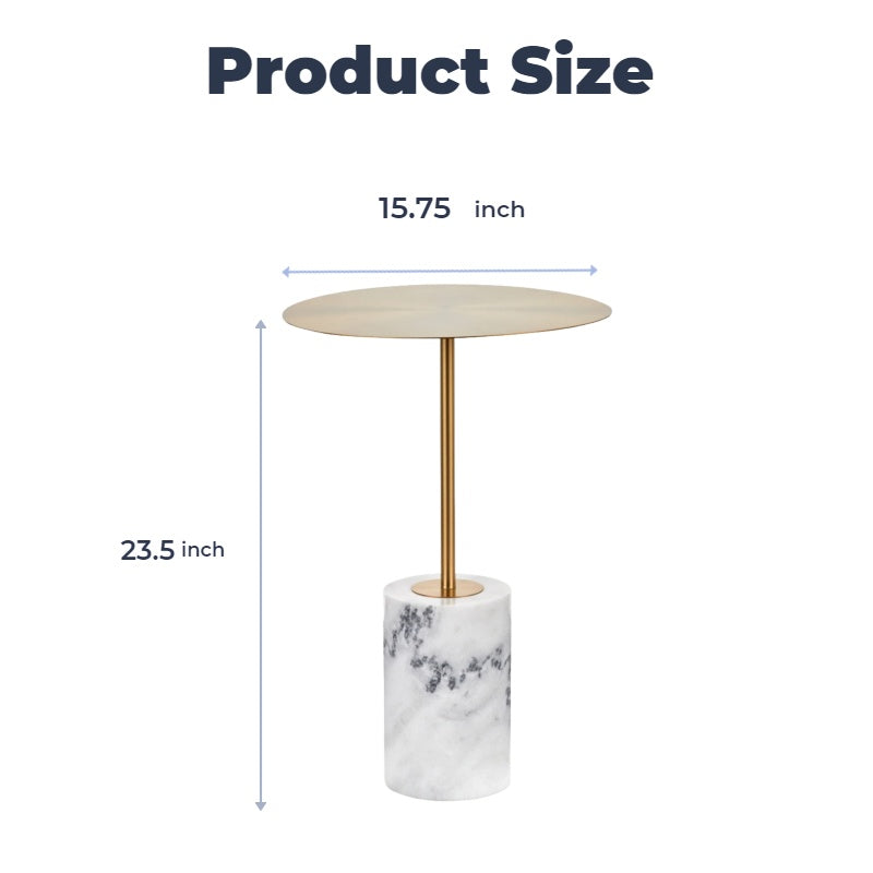 Capri Metal Side Table with White Marble Base