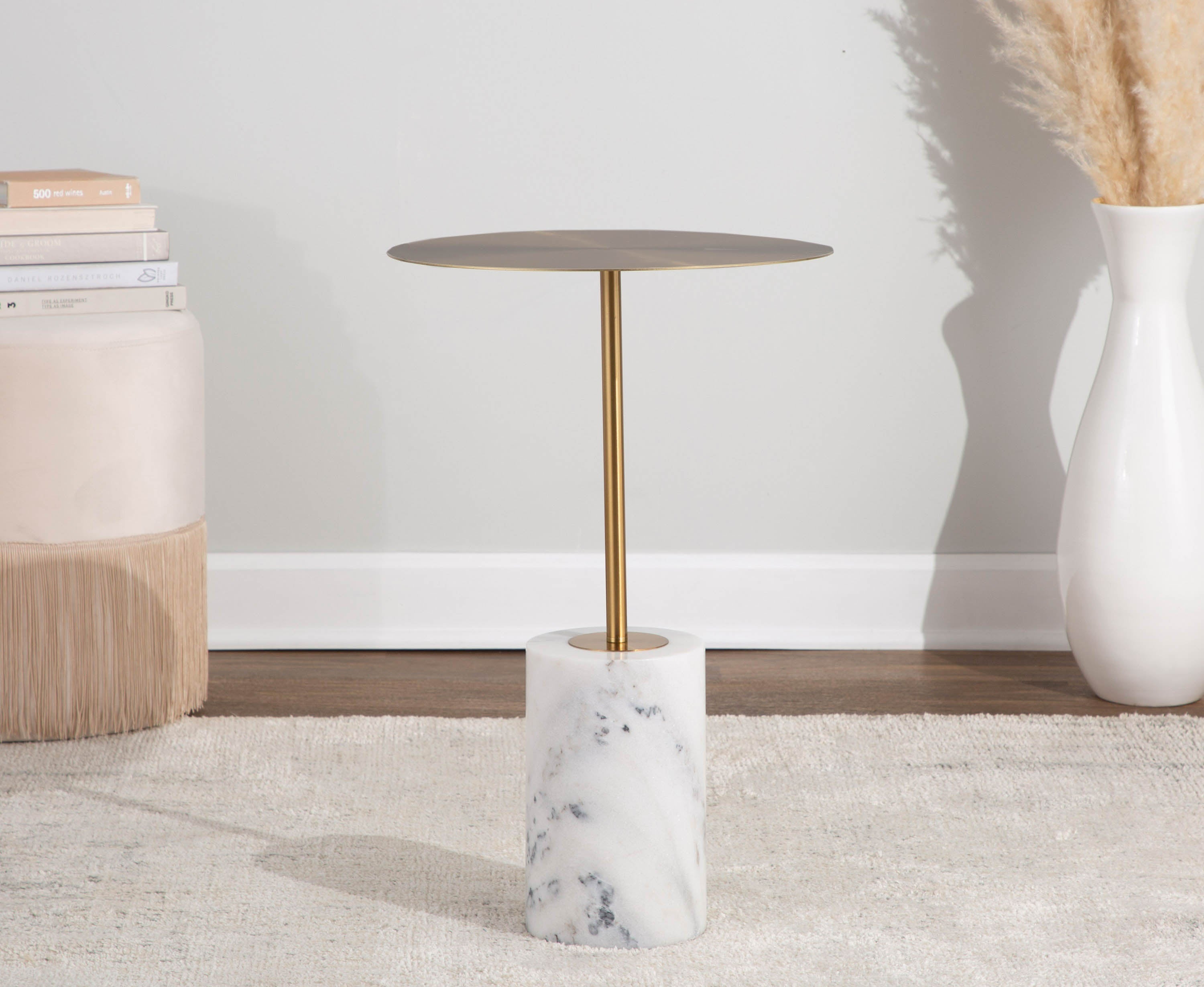 Capri Metal Side Table with White Marble Base