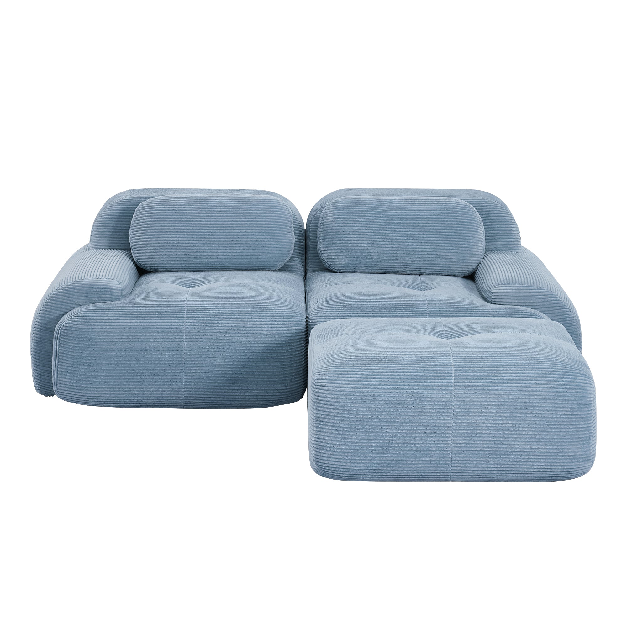 Anchorage 80" L-Shaped Modular Corduroy Cloud Sofa with Ottoman