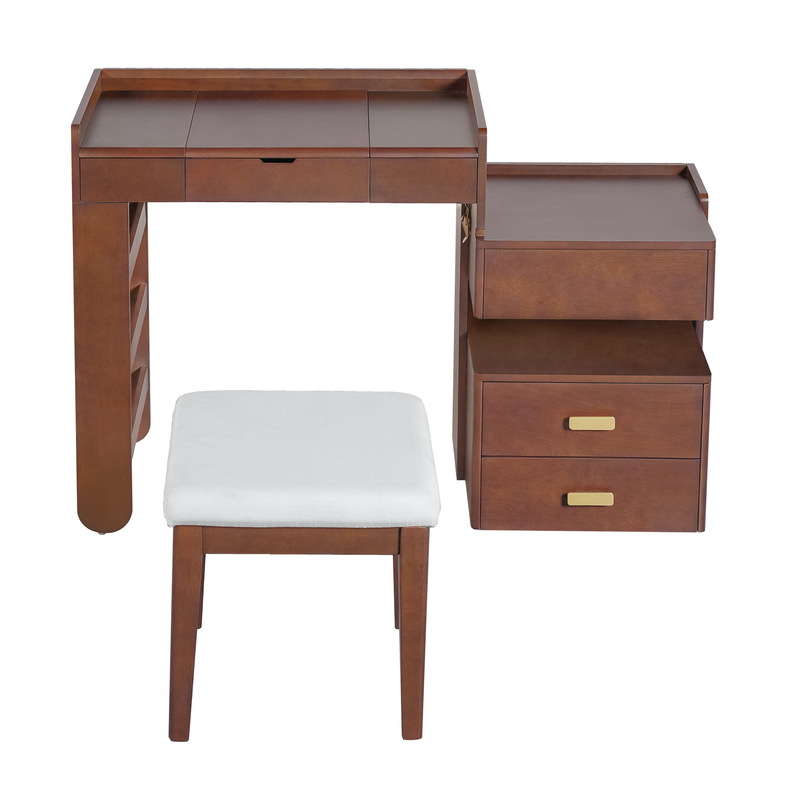 Aurorae Modular Makeup Vanity Desk Set with Flip-Top Mirror and Ample Drawer Storage