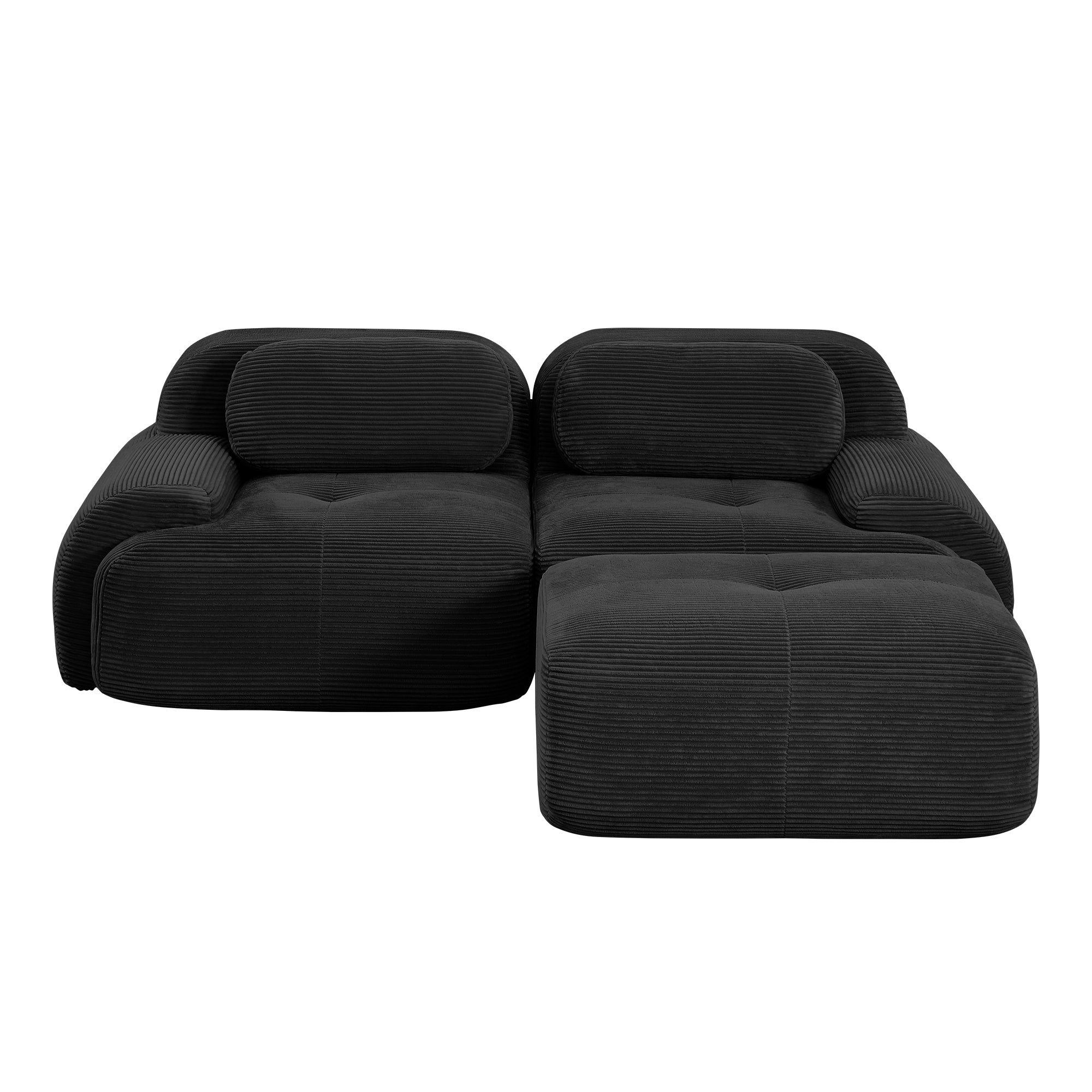 Anchorage 80" L-Shaped Modular Corduroy Cloud Sofa with Ottoman