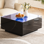 Vion 27" Modern High Gloss Coffee Table with LED Lights Black