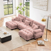 Monterey 134" Modular Chenille U-Shaped Cloud Sectional Sofa with 2 Ottomans