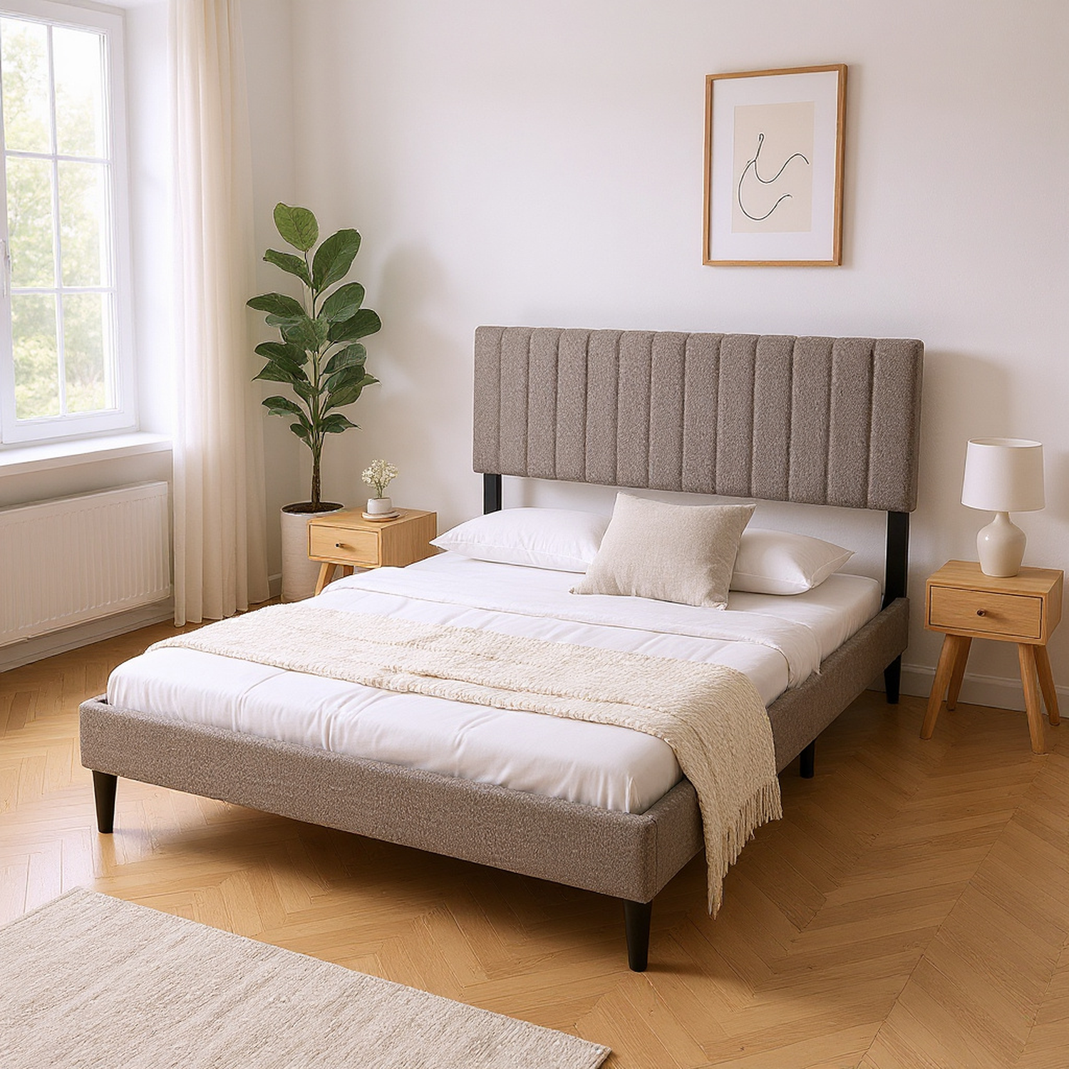 Normsman Dove Tufted Upholstered Platform Bed - Tungsten Gray - Queen