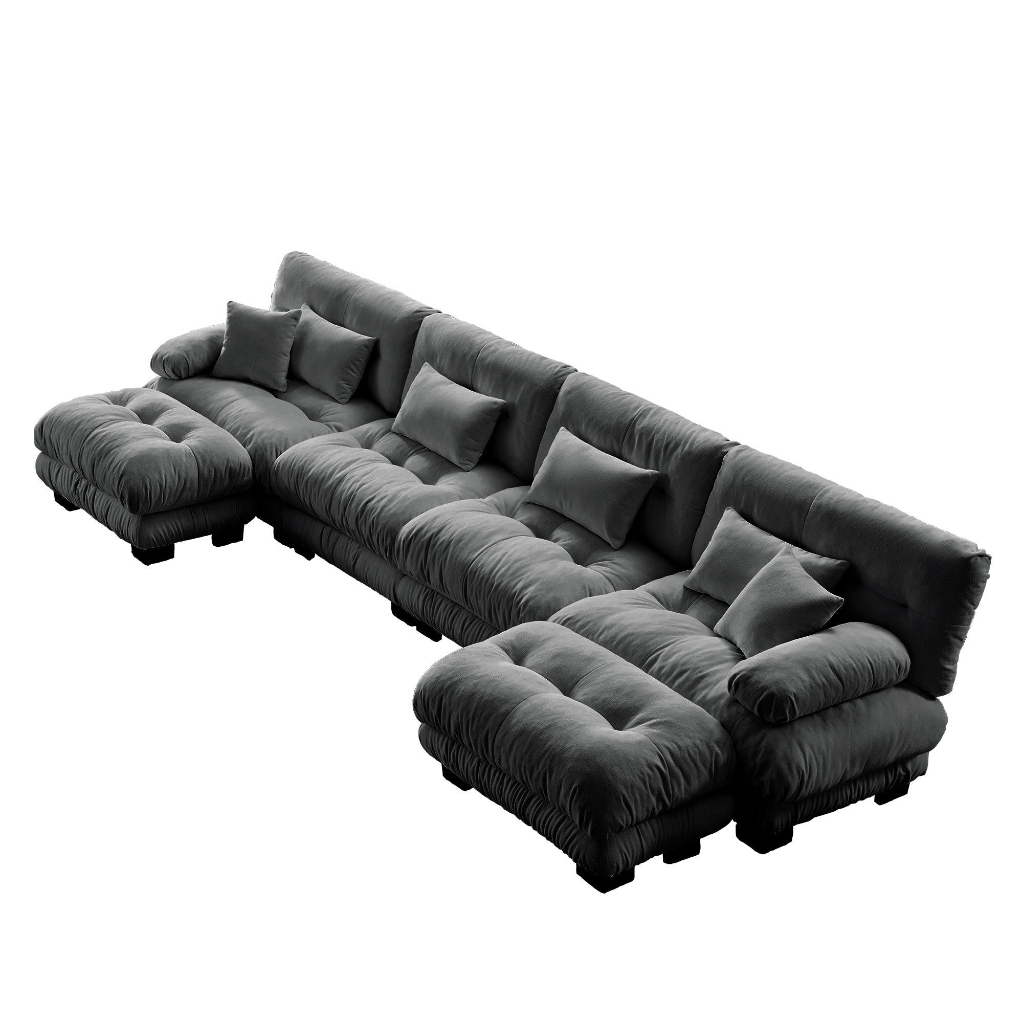 Monterey 173" Oversized Modular Chenille U-Shaped Cloud Sectional Sofa with 2 Ottomans