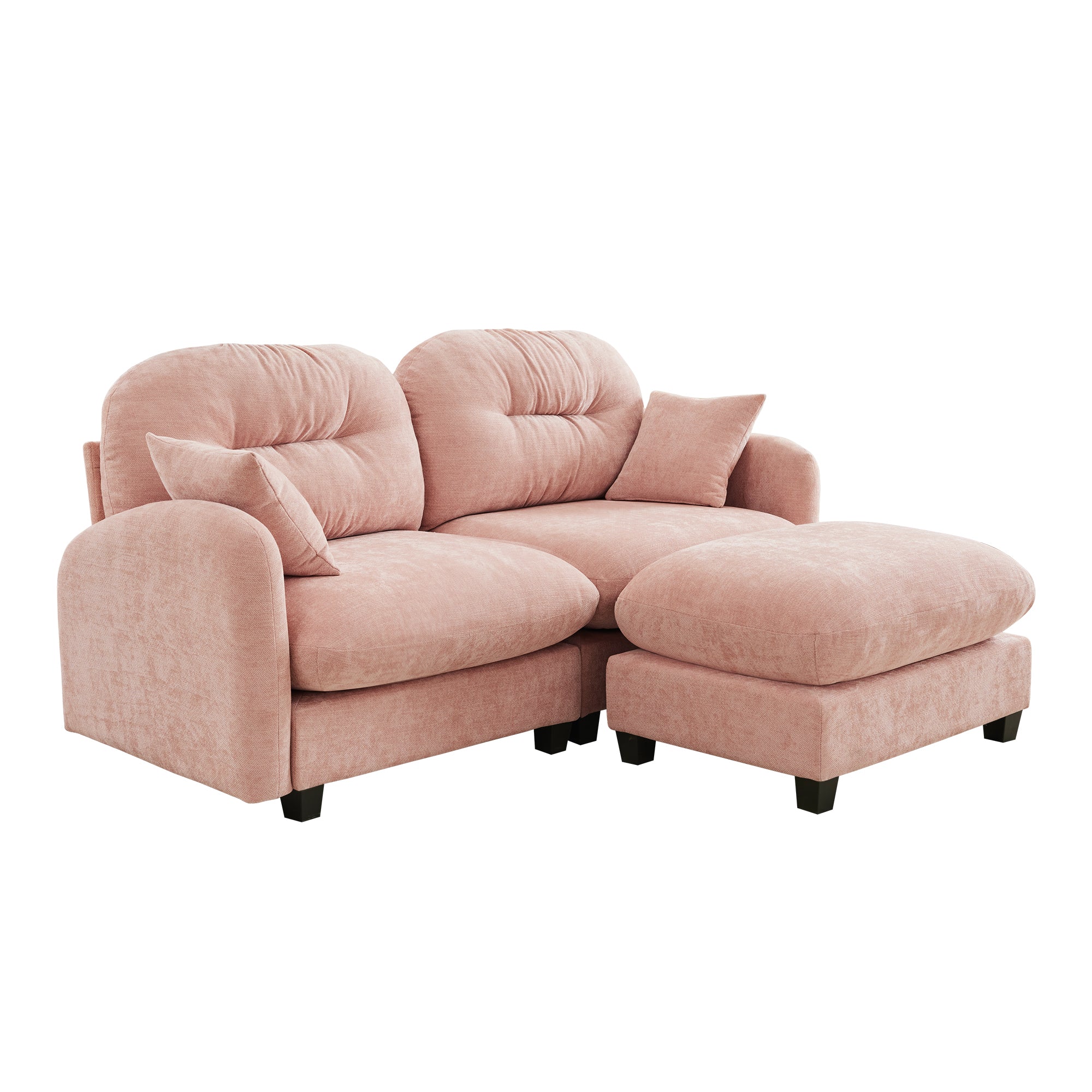 Roselyn 74" Modular Chenille Cloud L-Shaped Sectional Sofa with Ottoman