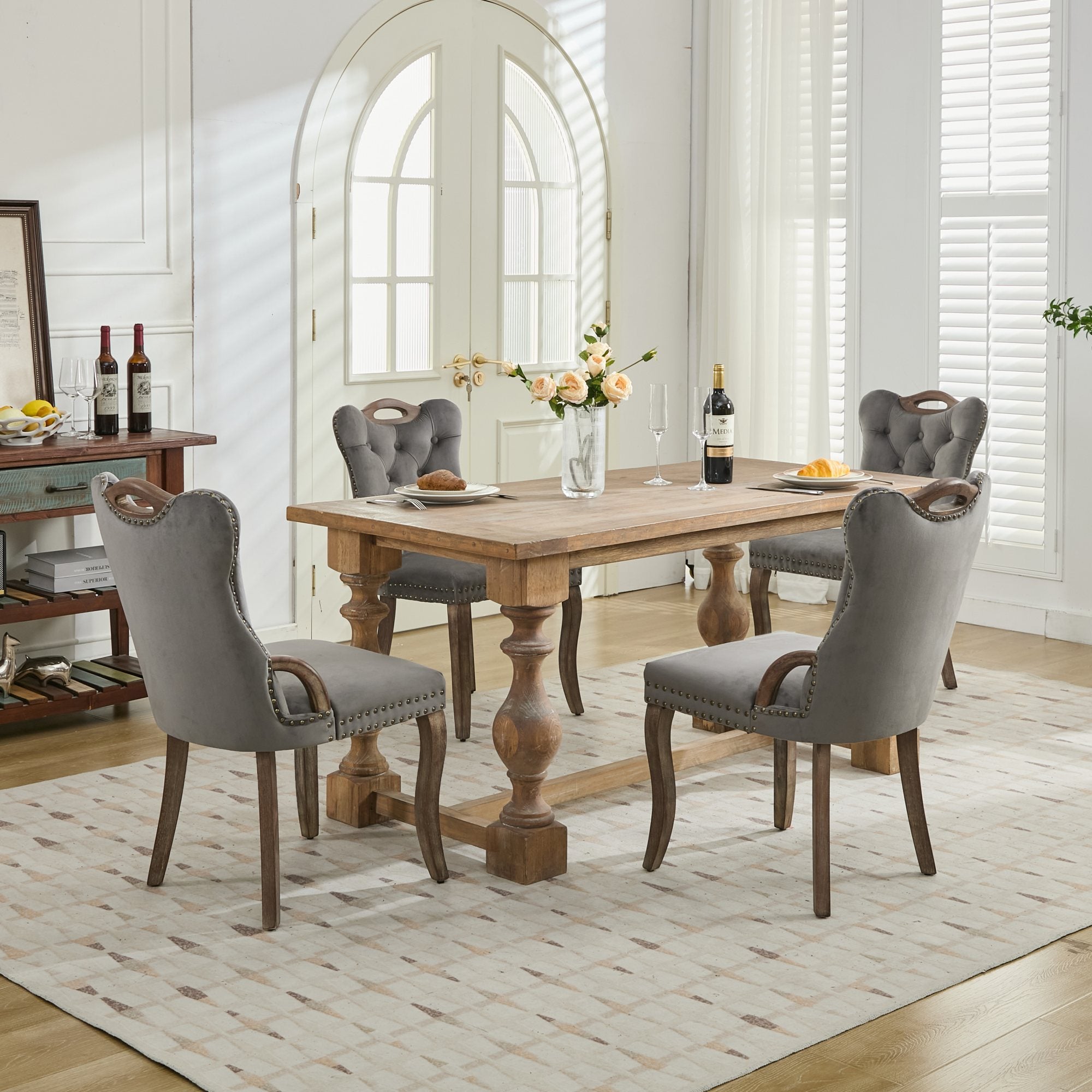 Elbe Modern Velvet Dining Chair Set of 2 with Tufted Trim