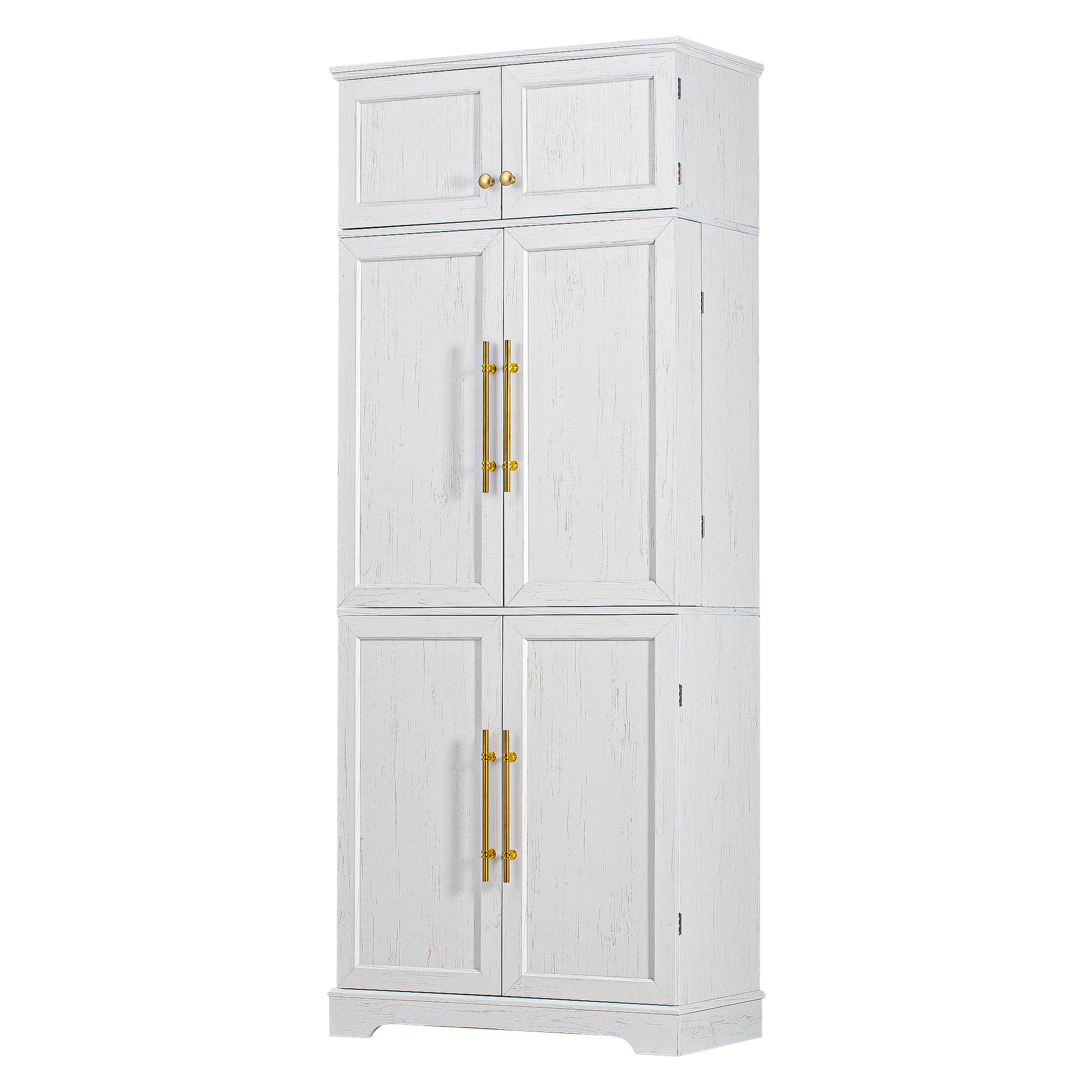 Bristol 78.2" Farmhouse White Kitchen Pantry Cabinet with Adjustable Shelves