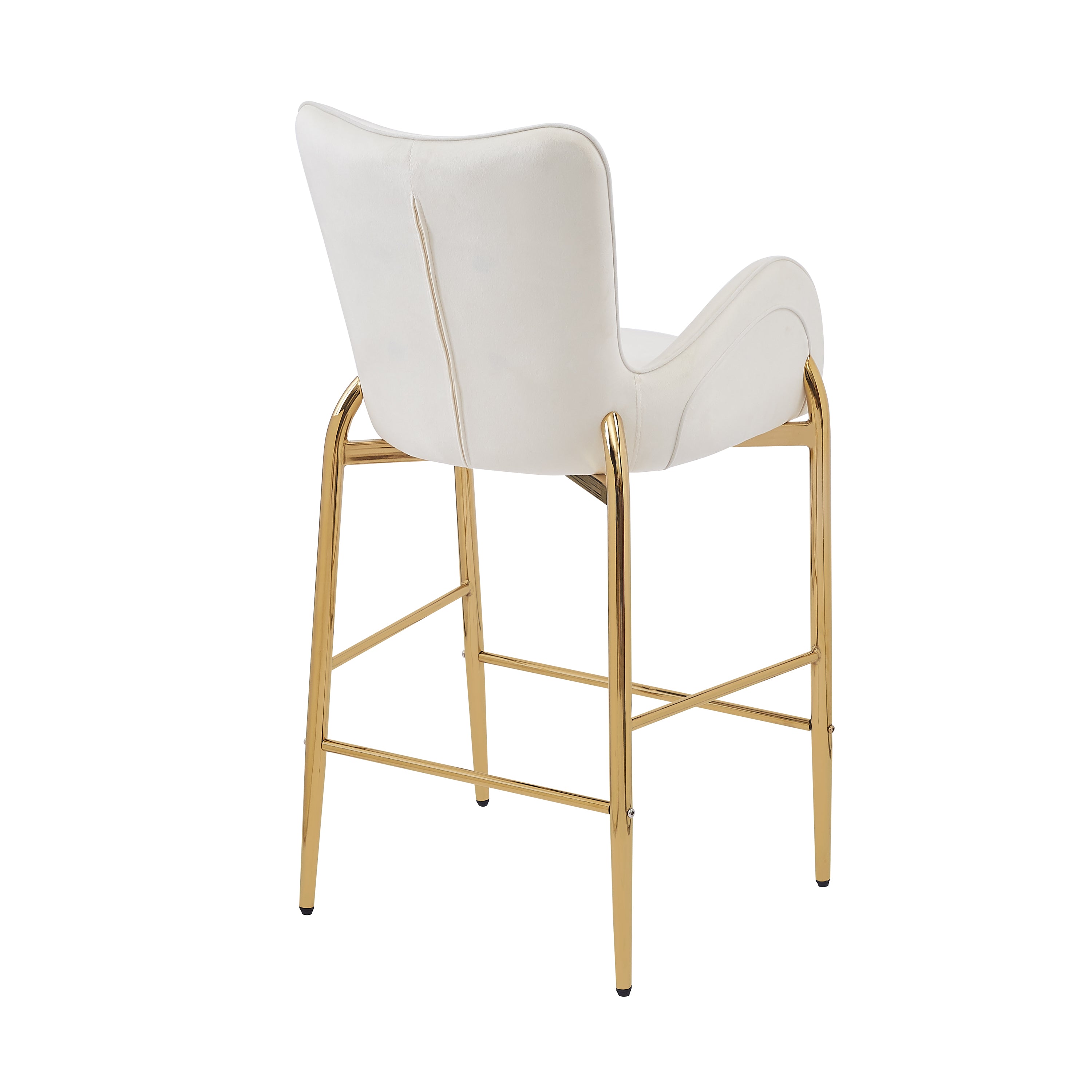Seren 28.75" Modern Velvet Counter Height Bar Stools Set of 2 with Gold Legs and Footrest