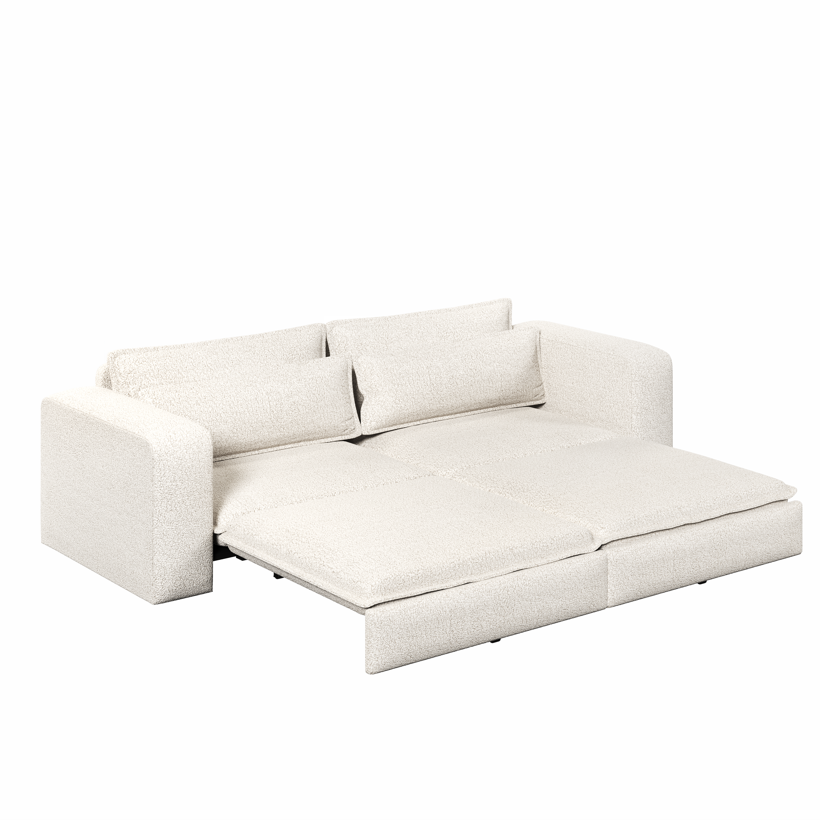 Cary 93" King Size Teddy Convertible Pull-Out Sleeper Sofa Bed with Chaise Lounge and Lumbar Pillows