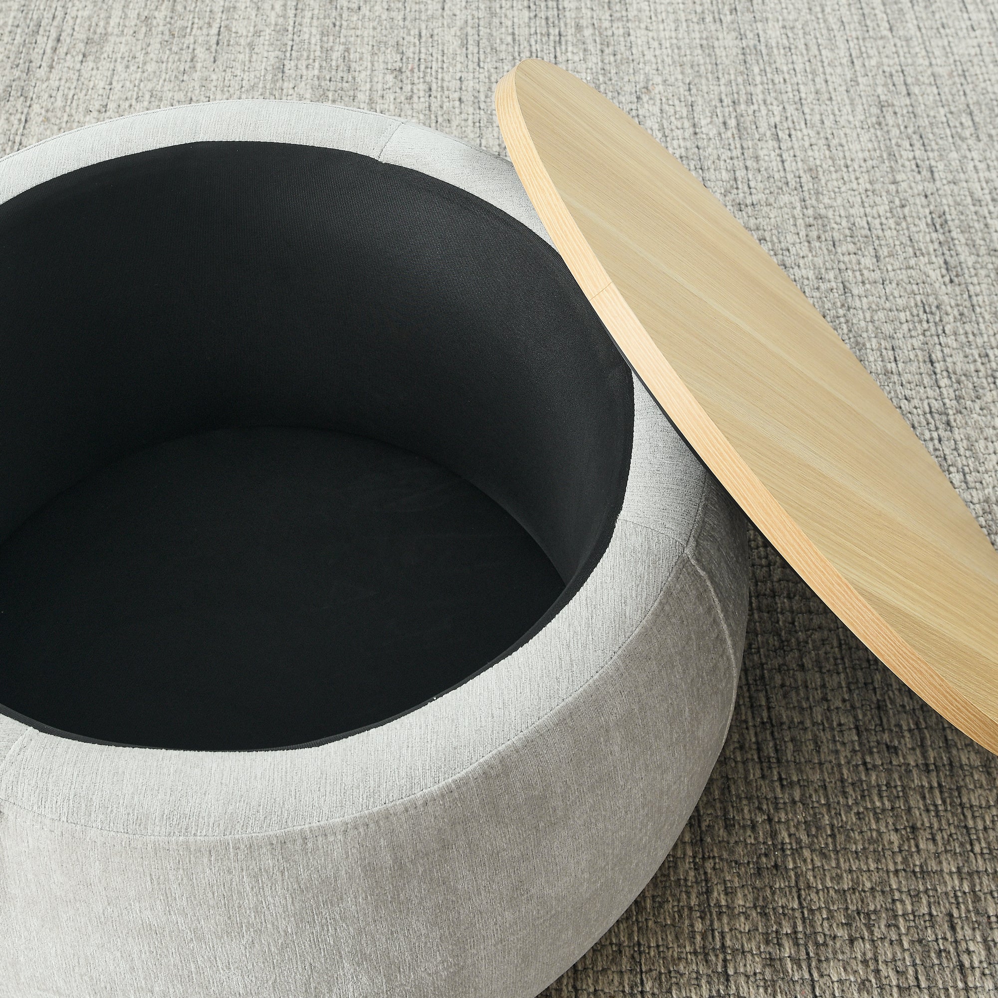 Zion 2 Piece Round Storage Ottoman and Coffee Table Set