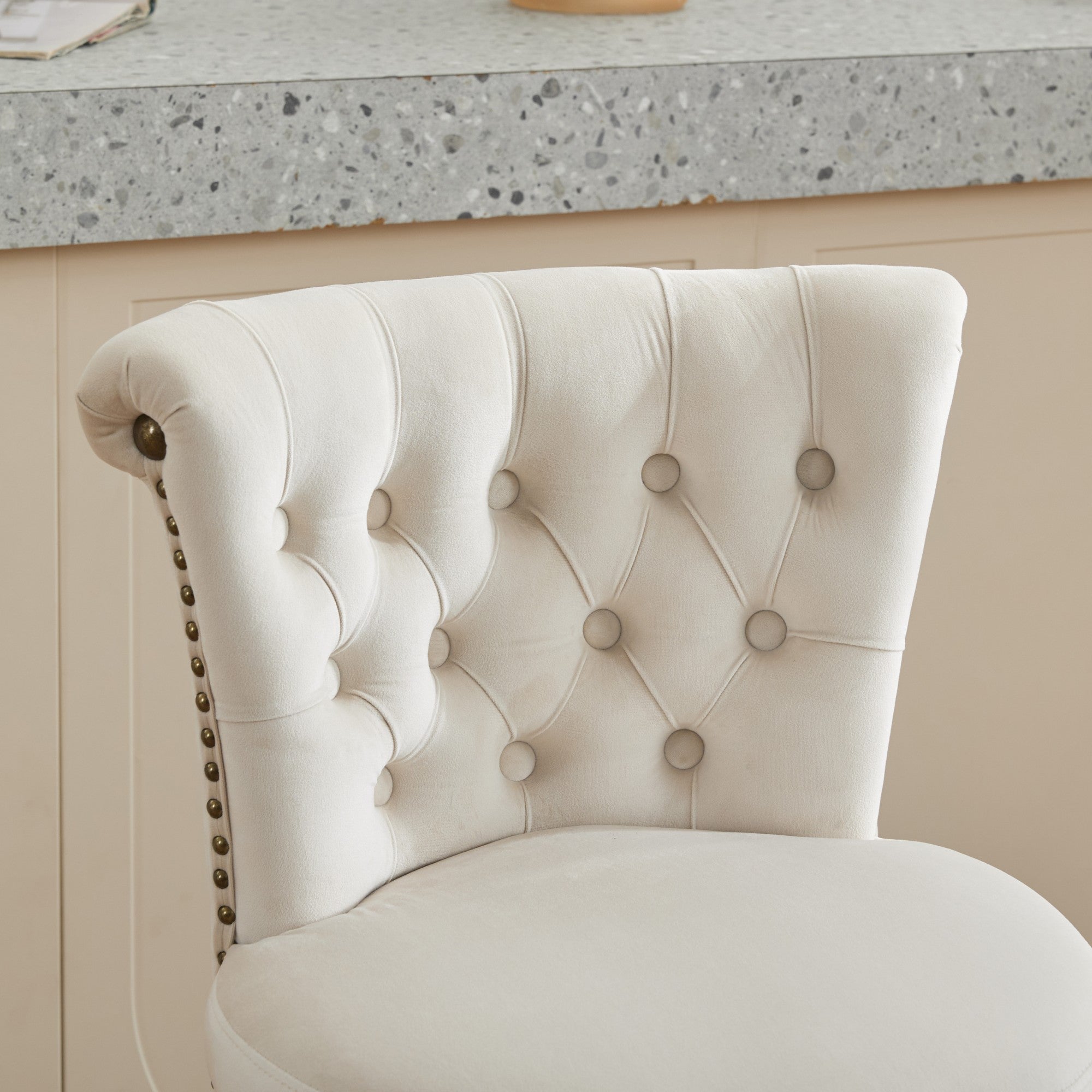 Barossa 26" Tufted Velvet Swivel Counter Height Bar Stool Set of 2 with Backrest